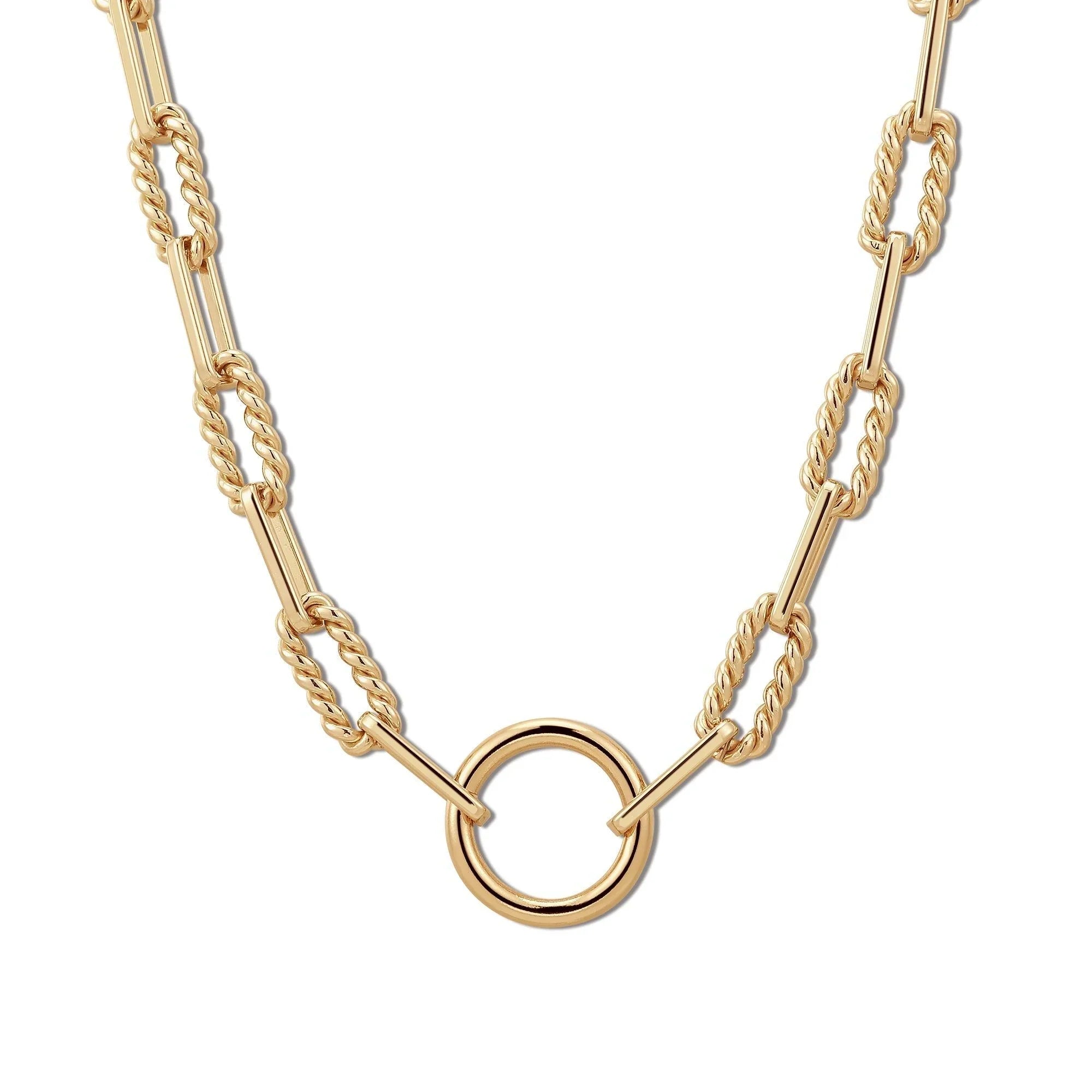 Eliza Necklace with gold-toned chain link and circular pendant showcasing style