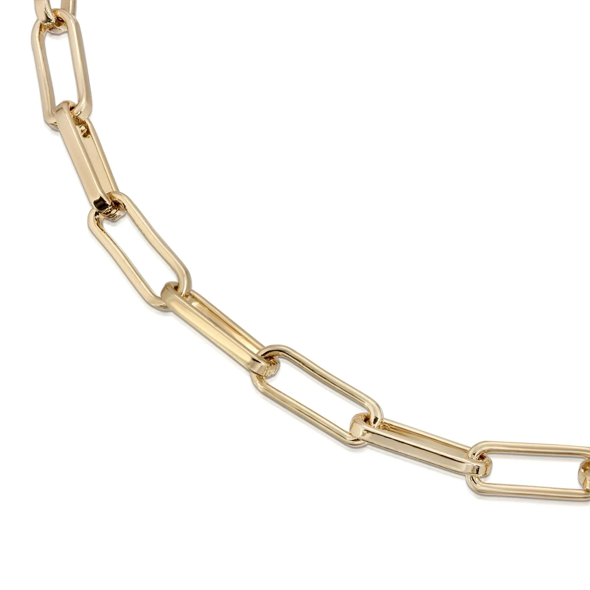 Gold chain with rectangular links featured in Elongated Link Eyewear Chain product