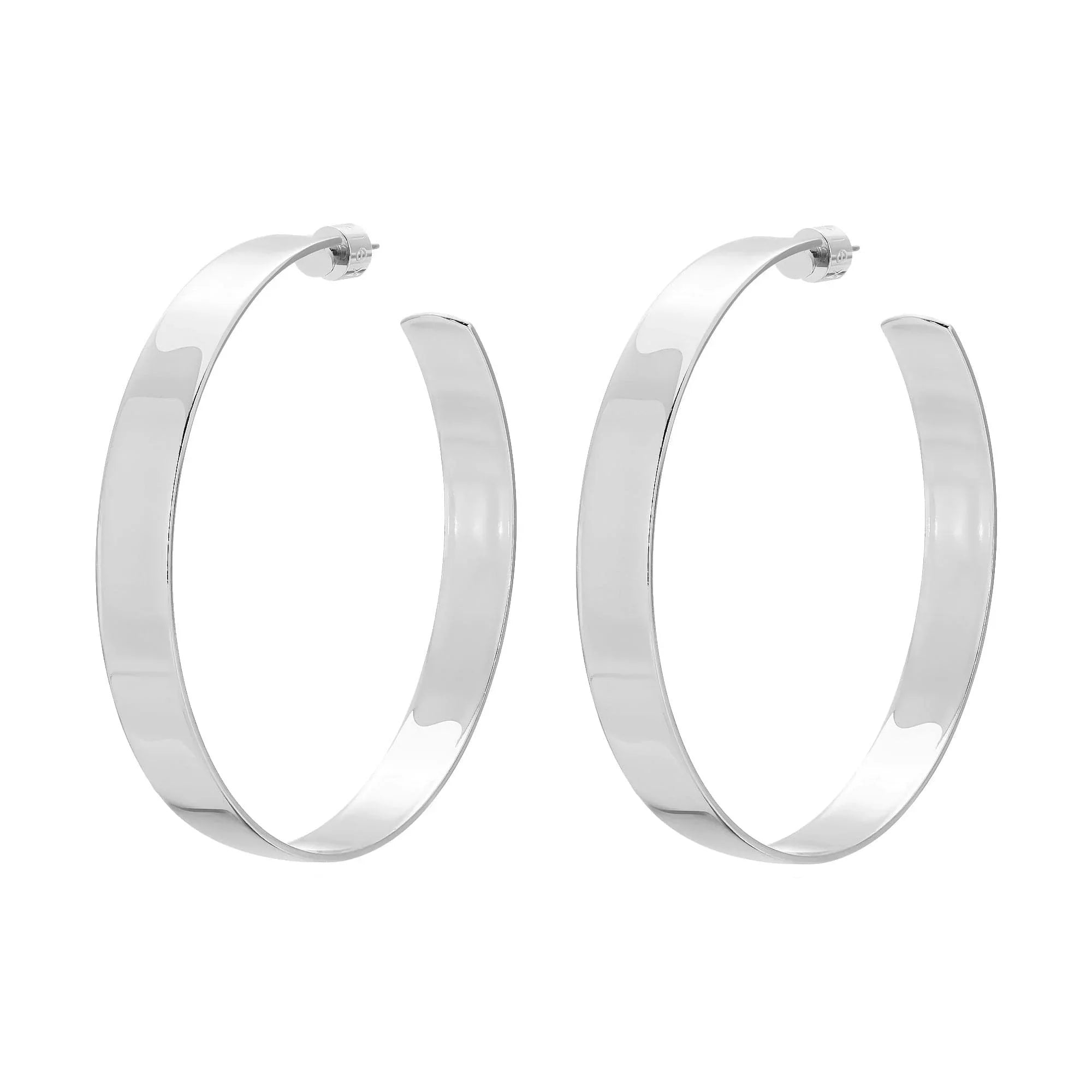 Large Flat Hoops silver hoop earrings for a stylish everyday look