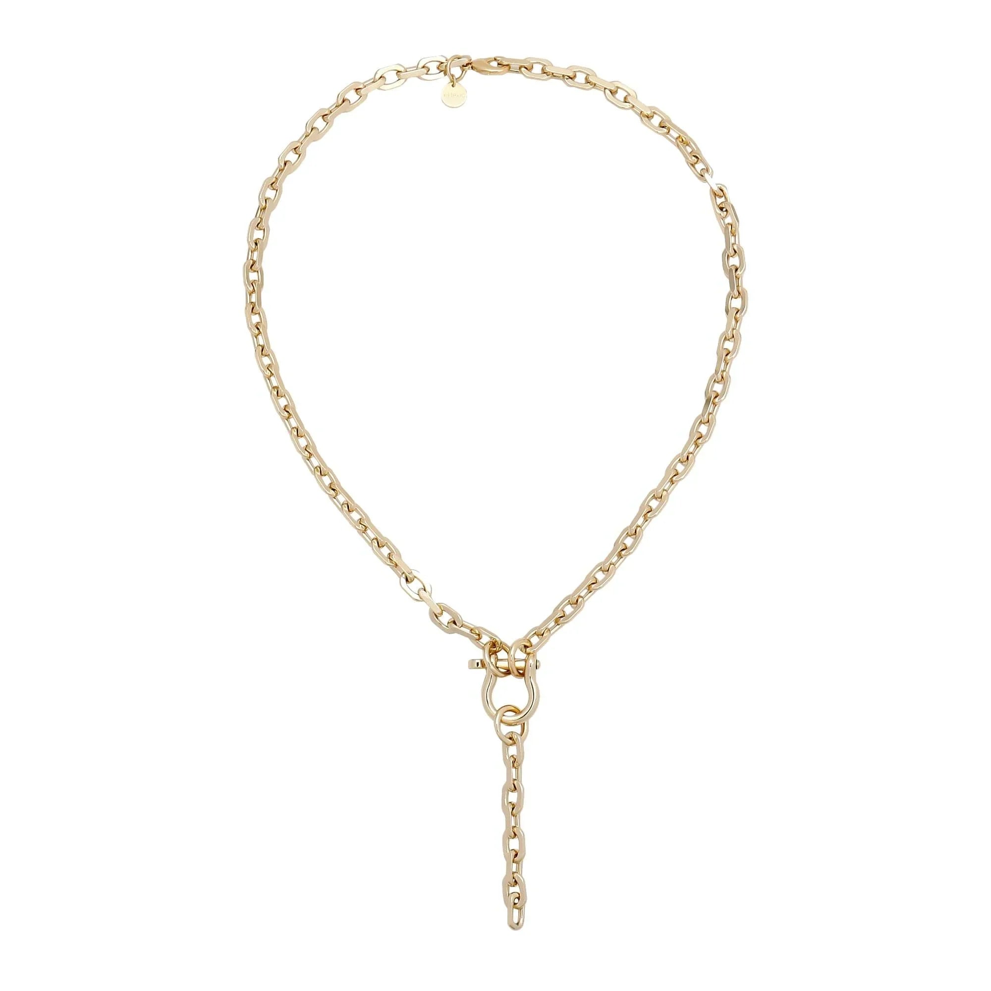 Gold-toned Livia Lariat Necklace hanging stylishly for a chic look
