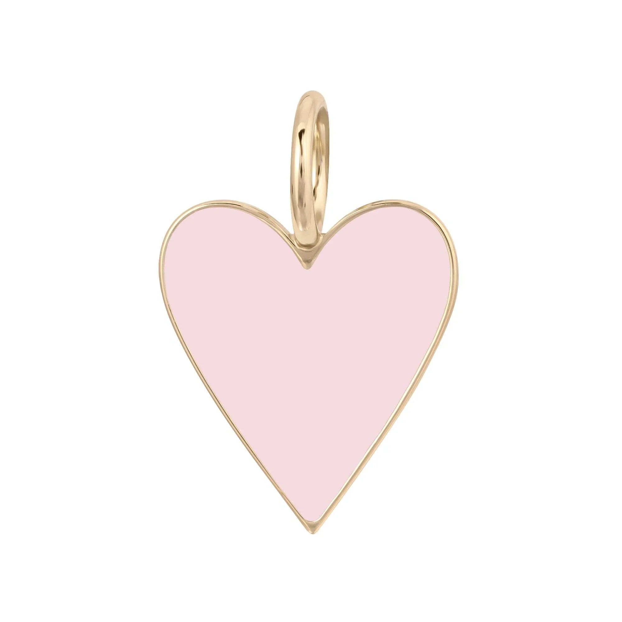 Pink enamel heart pendant with gold trim from the Medium Enamel Helena Pendant collection
