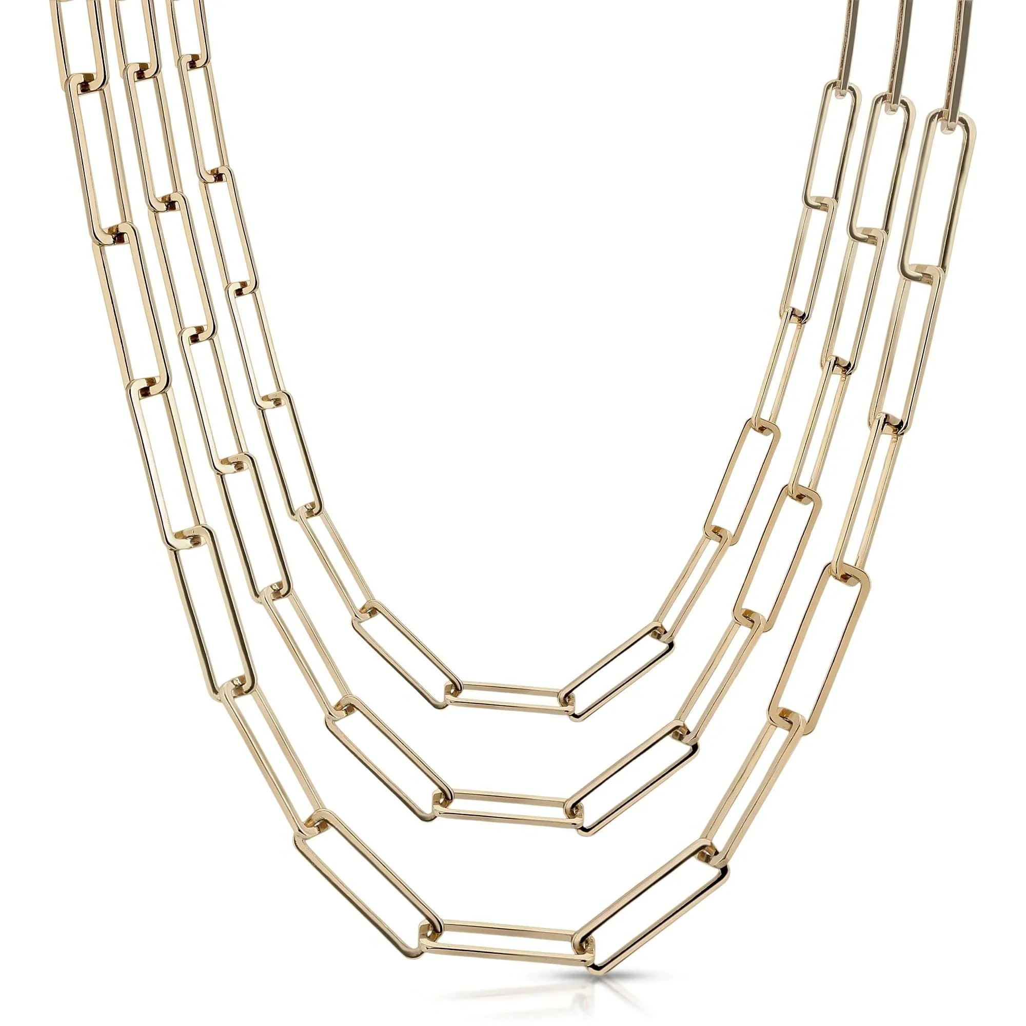 Gold-toned rectangular link necklace from Triple Large Rectangle Link Chain Necklace collection
