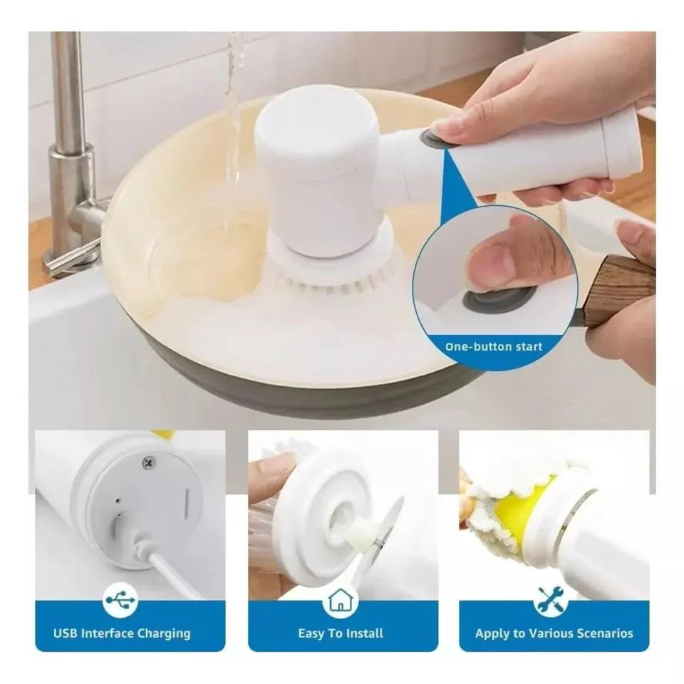 Electric Cleaning Brush, Electric Spin Scrubber with 5 Brush Heads, for Cleaning