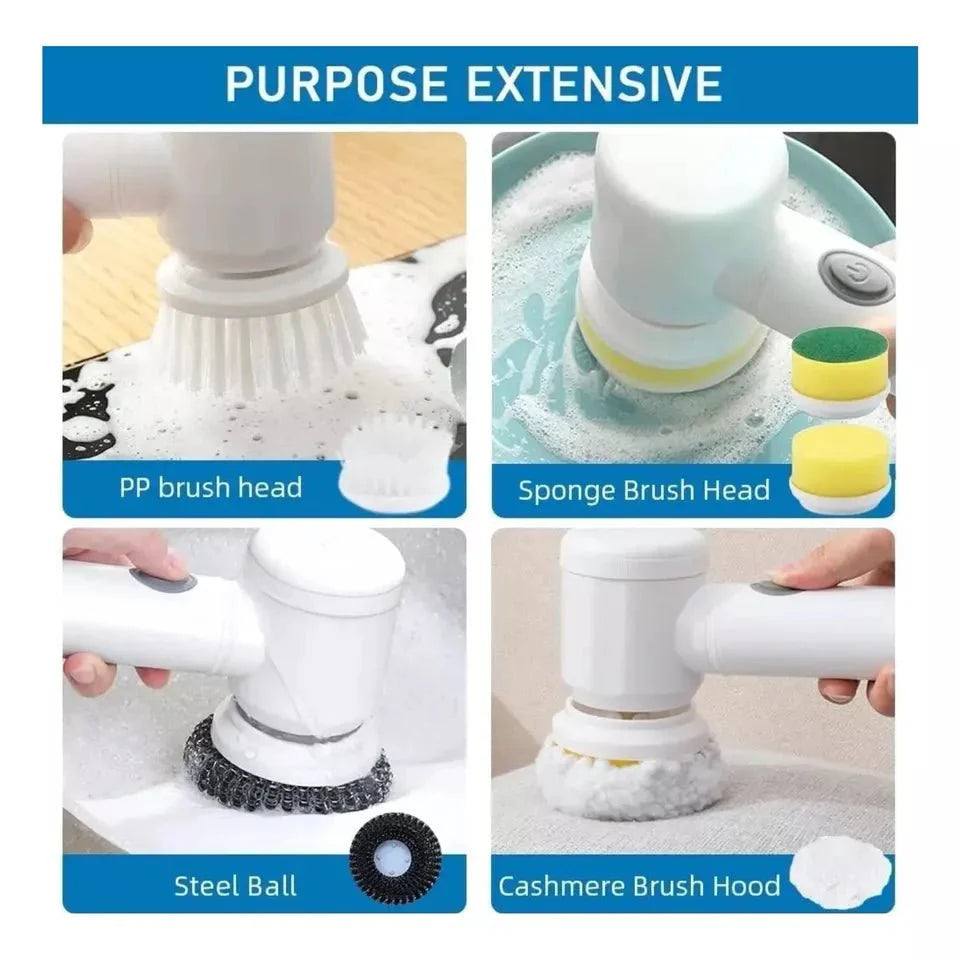 Electric Cleaning Brush, Electric Spin Scrubber with 5 Brush Heads, for Cleaning