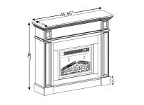 Electric Fireplace with Mantel, Fireplace Mantel, Fireplace Heater Freestanding, Realistic Stacked Stone Surround with Remote Control Timer LED Flame, White, 45.66"W*11.8"D*40"H