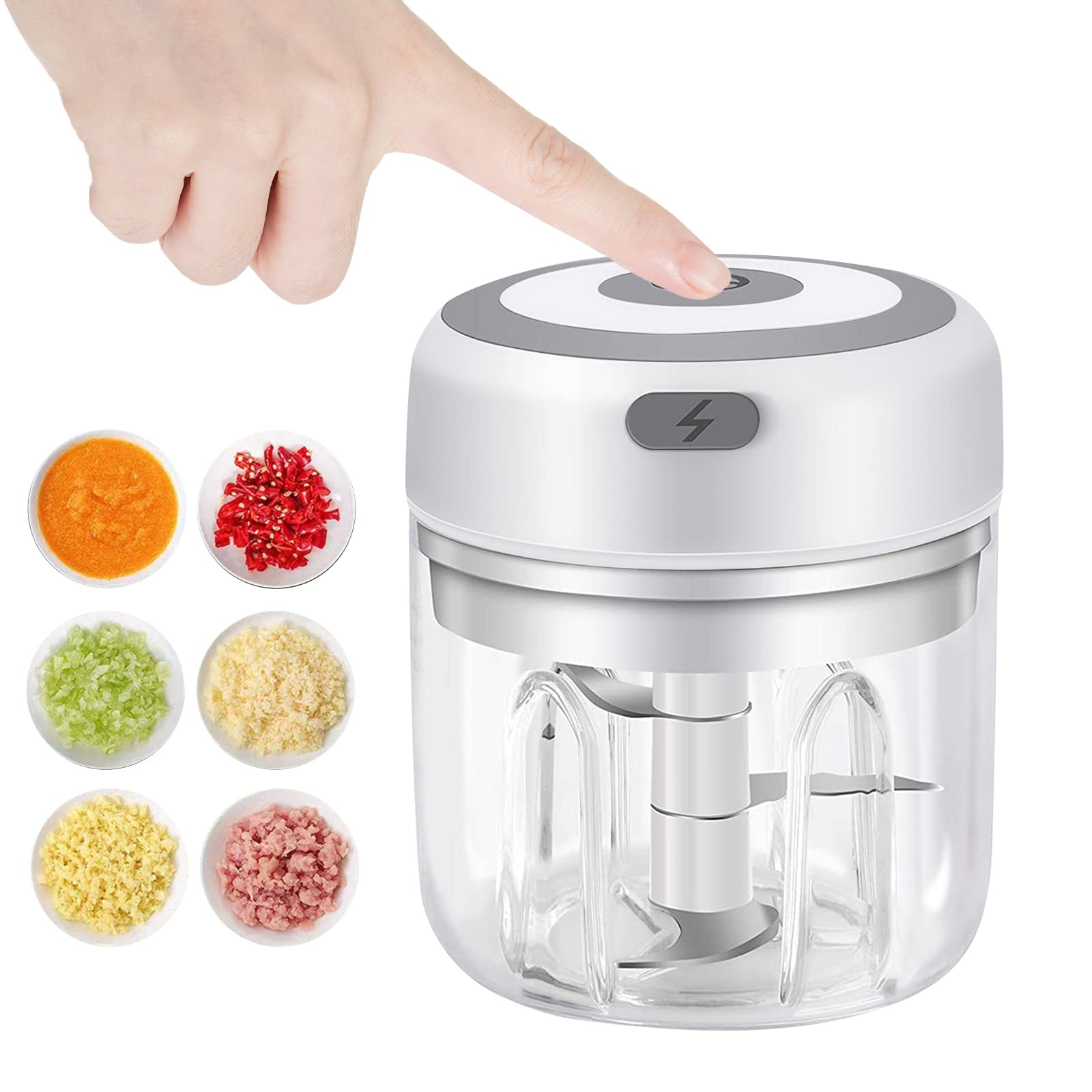 Electric Mini Garlic Chopper, 100ML Food Chopper Garlic Mincer USB, Vegetable Chopper, Onion Chopper, Portable Small Food Processor for Garlic, Ginger, Chili, Vegetables