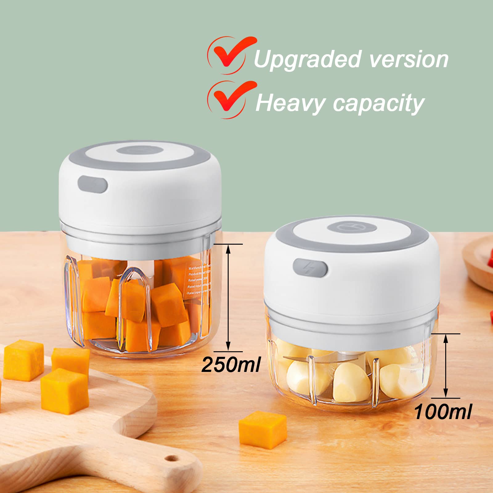Electric Mini Garlic Chopper, 100ML Food Chopper Garlic Mincer USB, Vegetable Chopper, Onion Chopper, Portable Small Food Processor for Garlic, Ginger, Chili, Vegetables