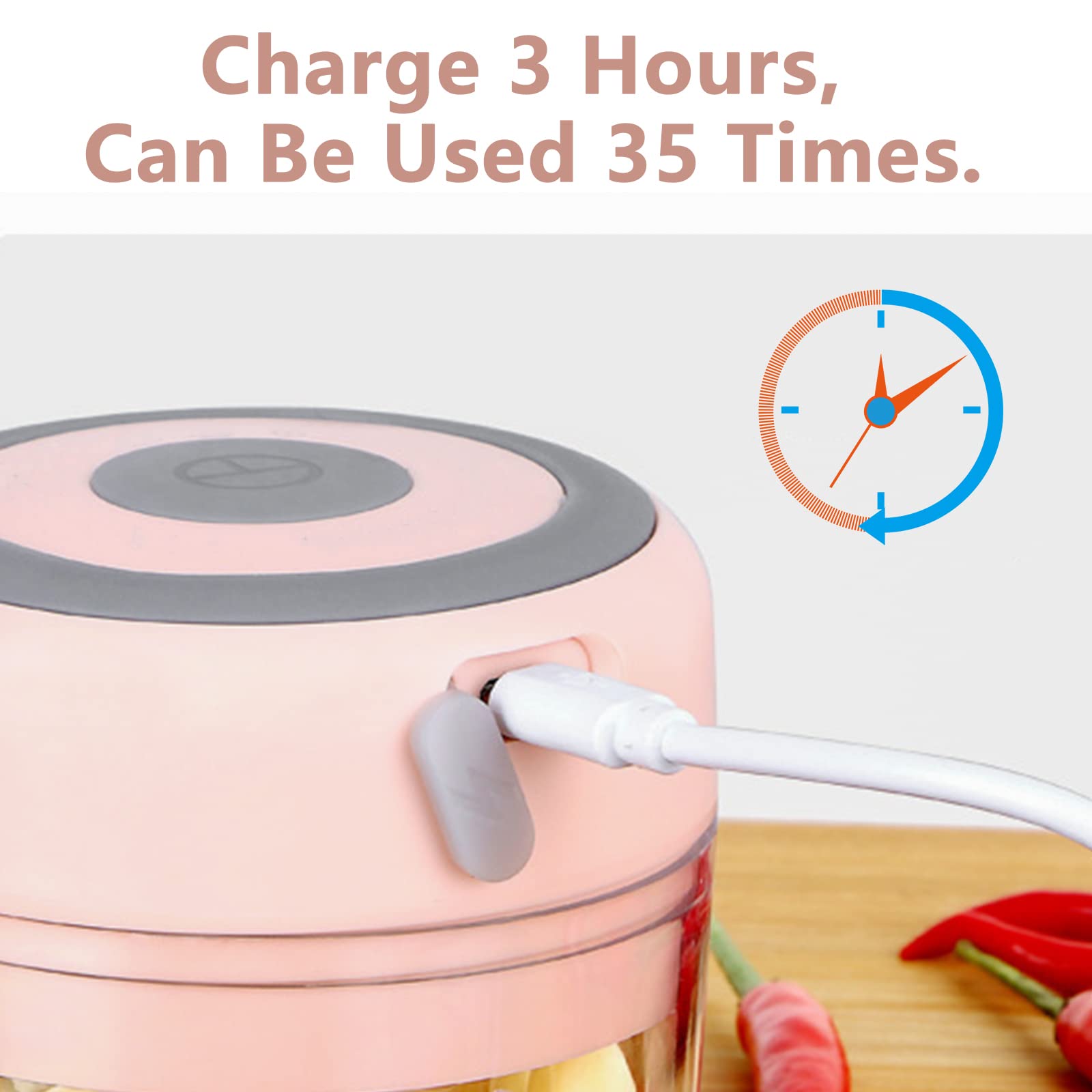 Electric Mini Garlic Chopper, 100ML Food Chopper Garlic Mincer USB, Vegetable Chopper, Onion Chopper, Portable Small Food Processor for Garlic, Ginger, Chili, Vegetables