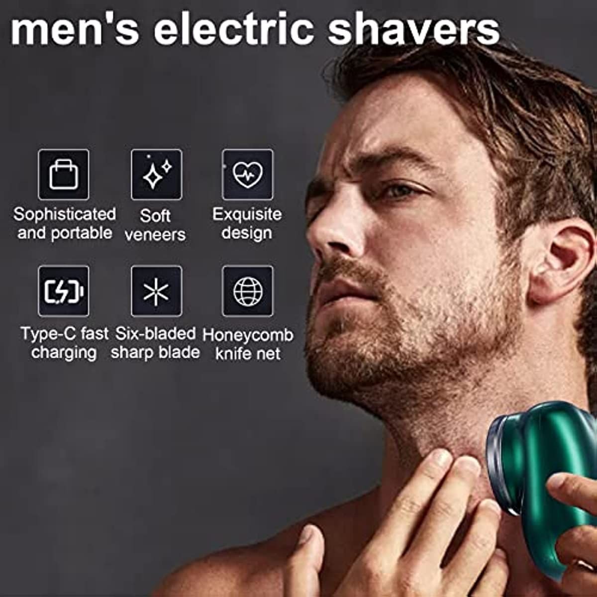 Electric Razor for Men; Mini-Shave Portable Electric Shaver; Pocket Size Portable Shaver -Wet and Dry Mens Razor USB Rechargeable Shaver Charging Easy One-Button Use for Home; Car; Travel (A-Black)