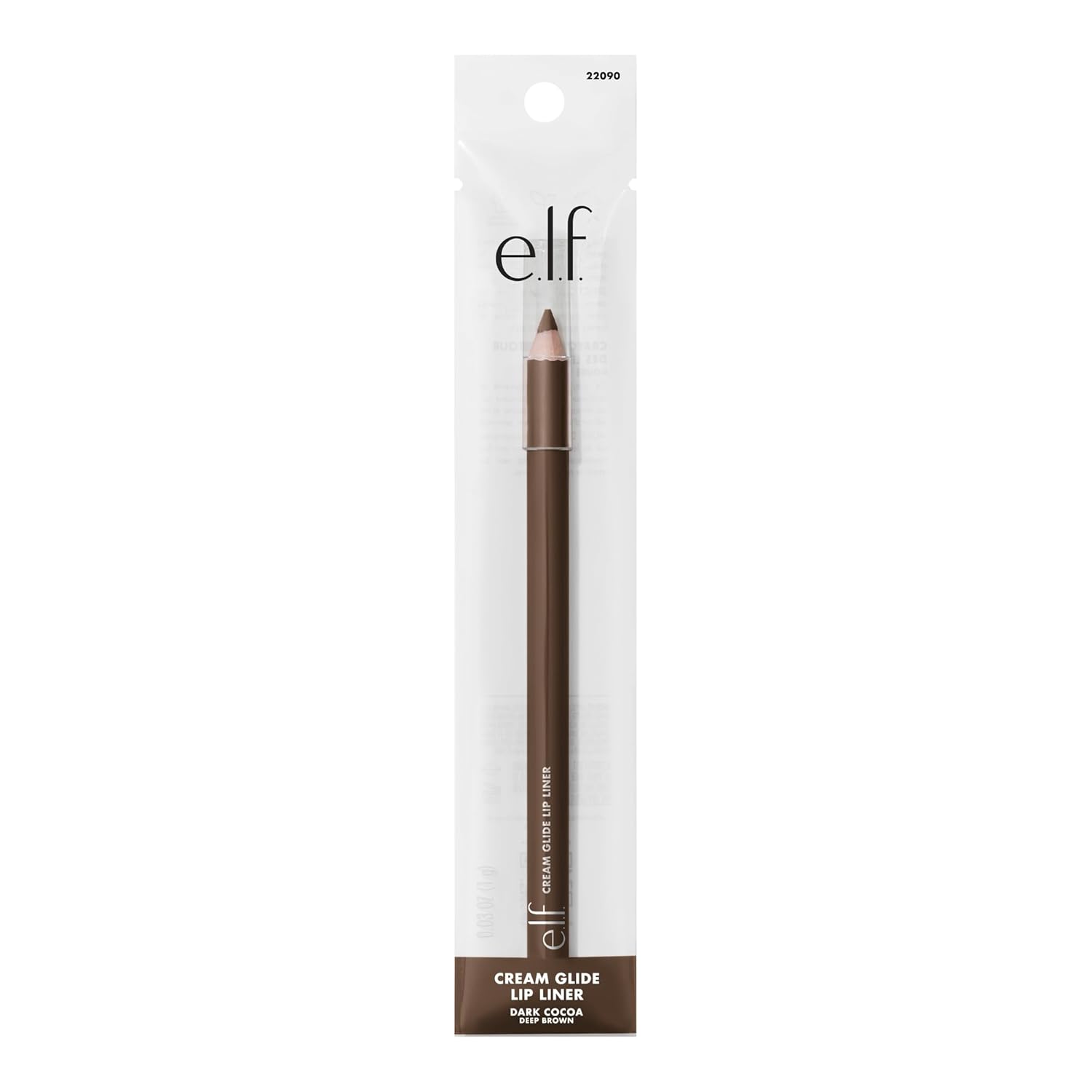 e.l.f. Cream Glide Lip Liner, Highly-Pigmented Pencil For Shaping & Sculpting Lips, Semi-Matte Finish, Vegan & Cruelty-Free, Dark Cocoa