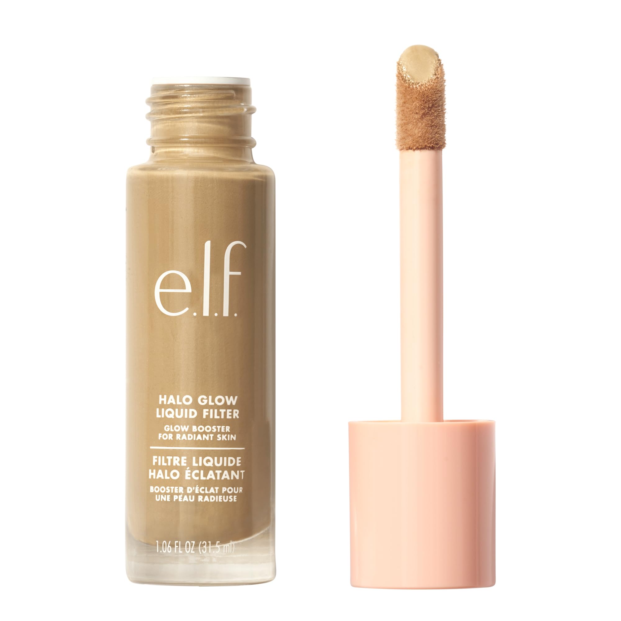 e.l.f. Halo Glow Liquid Filter, Complexion Booster For A Glowing, Soft-Focus Look, Infused With Hyaluronic Acid, Vegan & Cruelty-Free, 3 Light/Medium