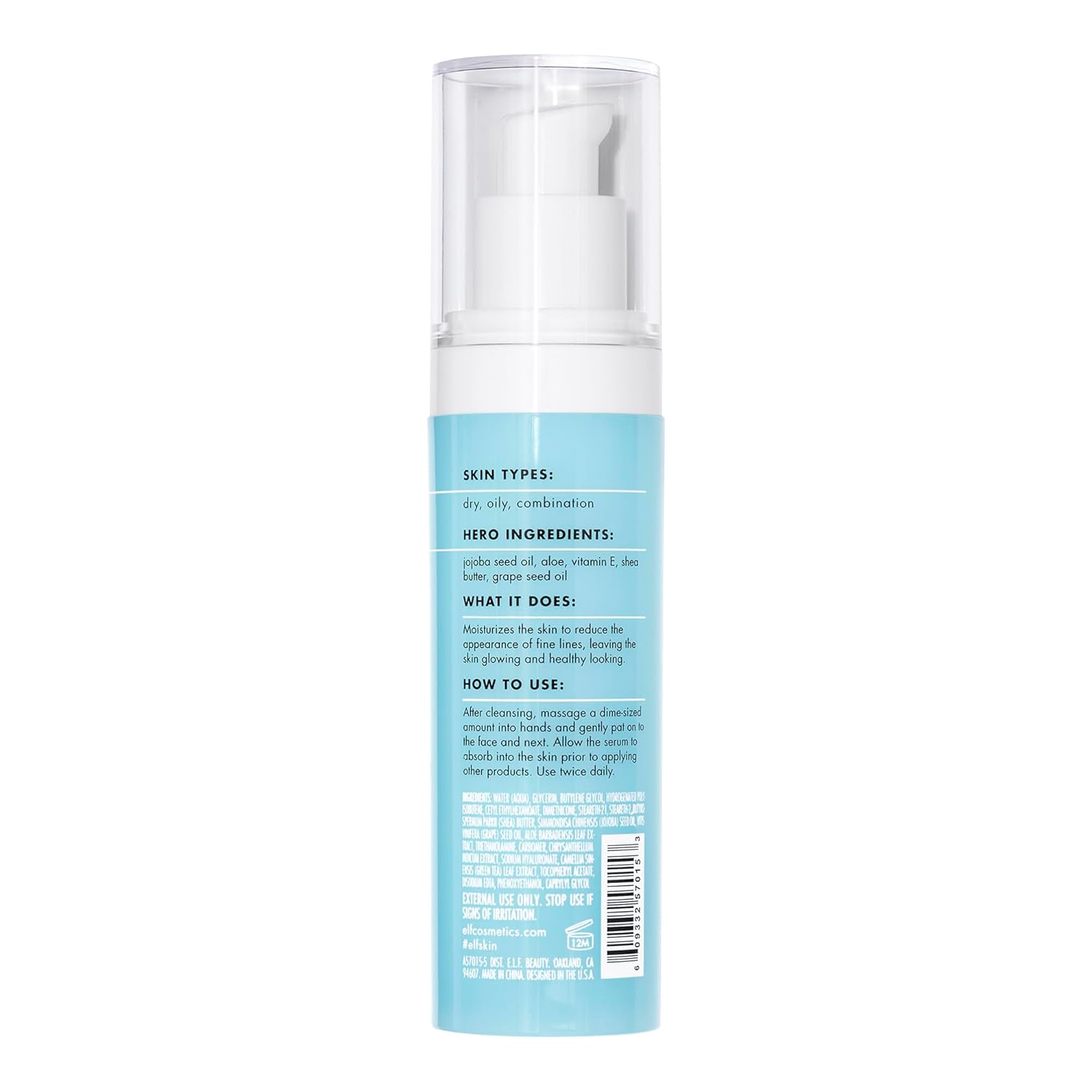 e.l.f. SKIN Holy Hydration! Hydrating Serum, Ultra Moisturizing Formula, Strengthens & Protects Skin, 1.01 Fl Oz, 30 ml