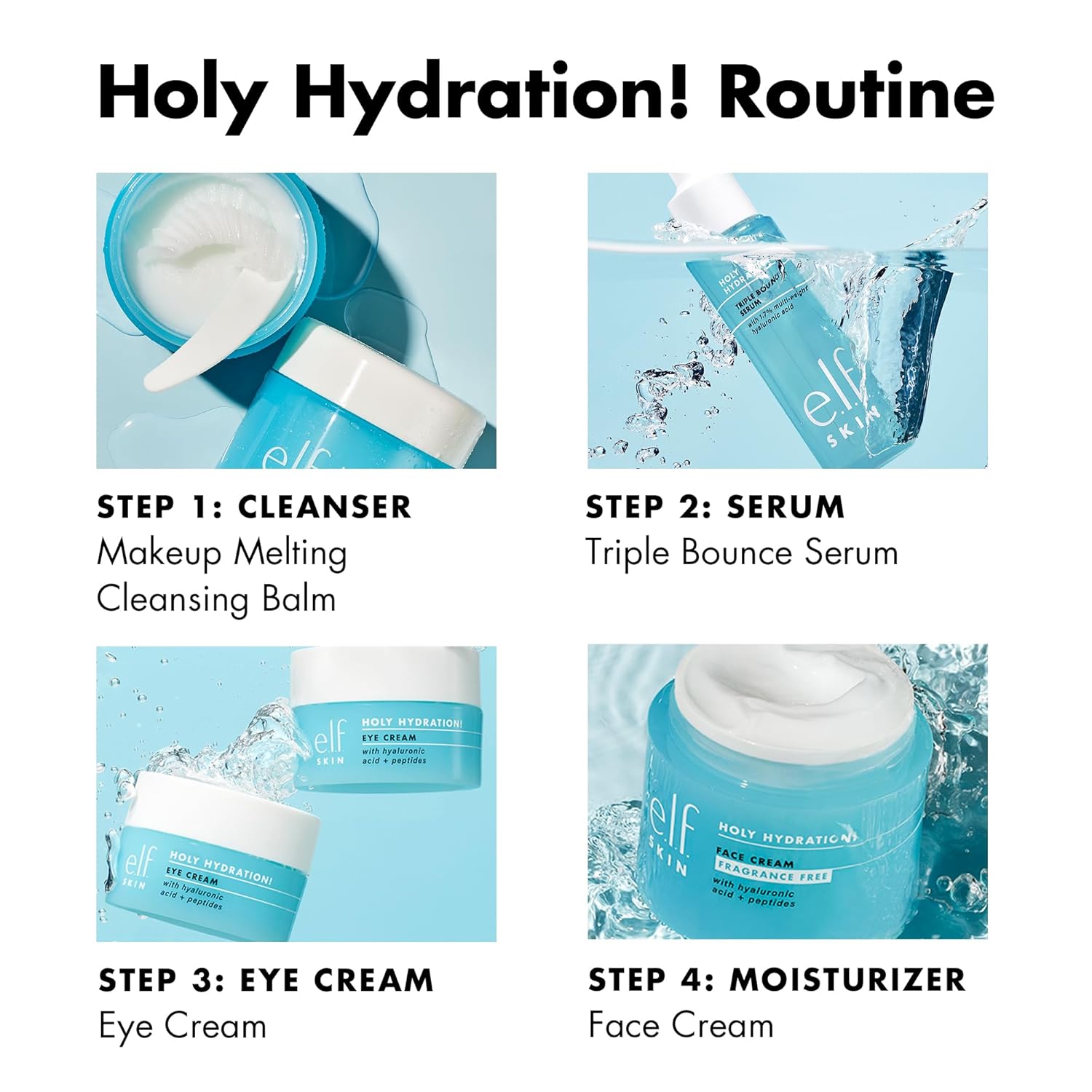e.l.f. SKIN Holy Hydration! Triple Bounce Serum, 1.7% Hyaluronic Acid Serum For Plump, Bouncy Skin, Great For Hydrating Dry Skin