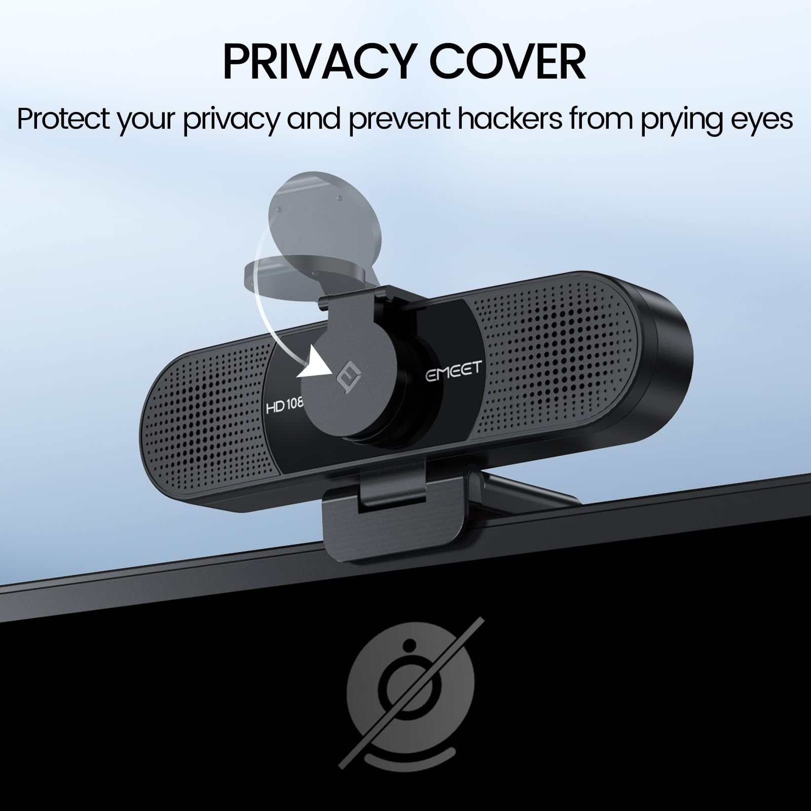 EMEET 1080P Webcam with Microphone, C960 Web Camera, 2 Mics, 90° FOV, USB Type-A & A-to-C Adapter, Plug&Play Computer Camera for Online Calling/Conferencing, Zoom/Teams/Facetime/YouTube, 2025 Version