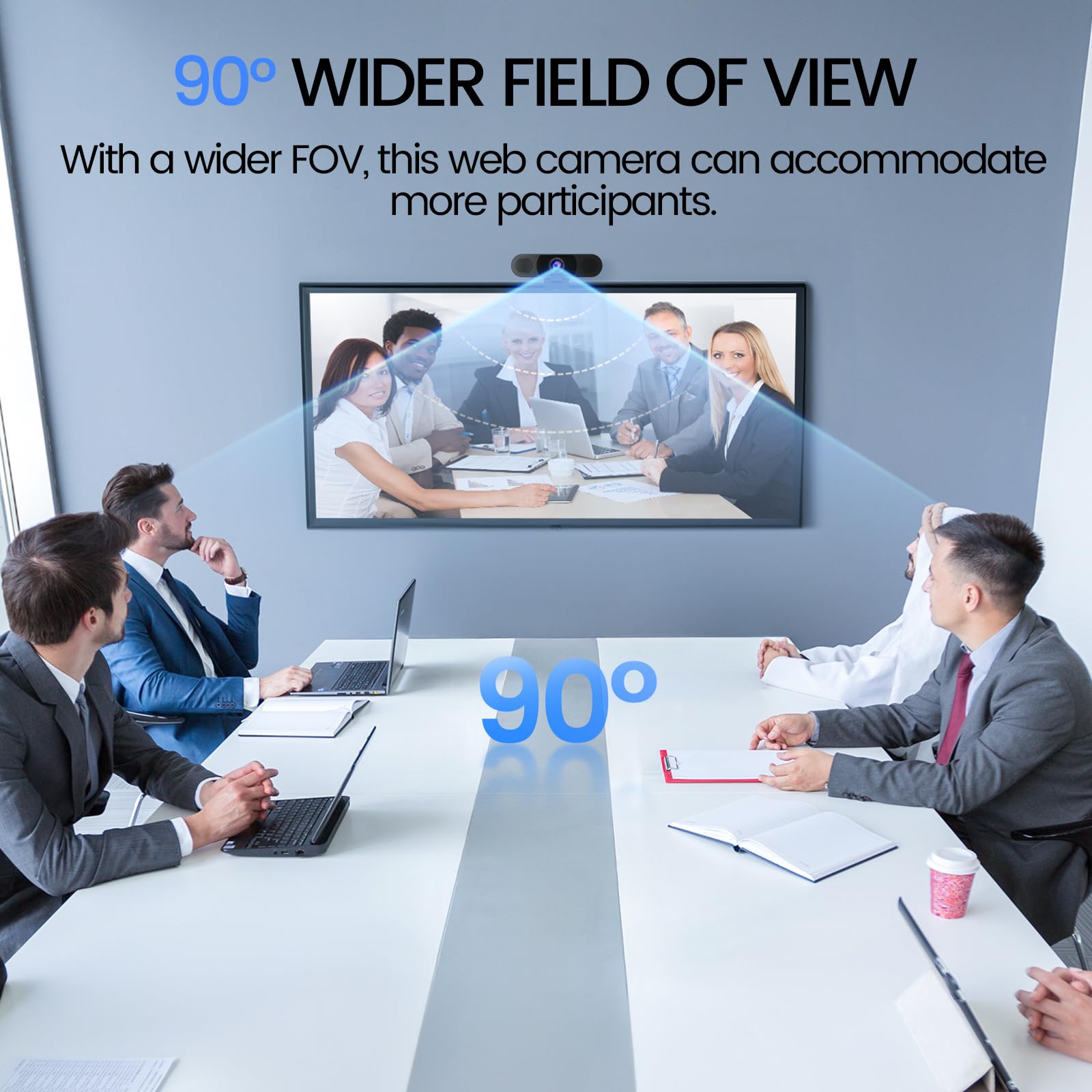 EMEET 1080P Webcam with Microphone, C960 Web Camera, 2 Mics, 90° FOV, USB Type-A & A-to-C Adapter, Plug&Play Computer Camera for Online Calling/Conferencing, Zoom/Teams/Facetime/YouTube, 2025 Version