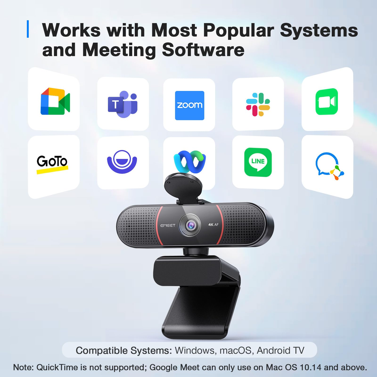EMEET 1080P Webcam with Microphone, C960 Web Camera, 2 Mics, 90° FOV, USB Type-A & A-to-C Adapter, Plug&Play Computer Camera for Online Calling/Conferencing, Zoom/Teams/Facetime/YouTube, 2025 Version