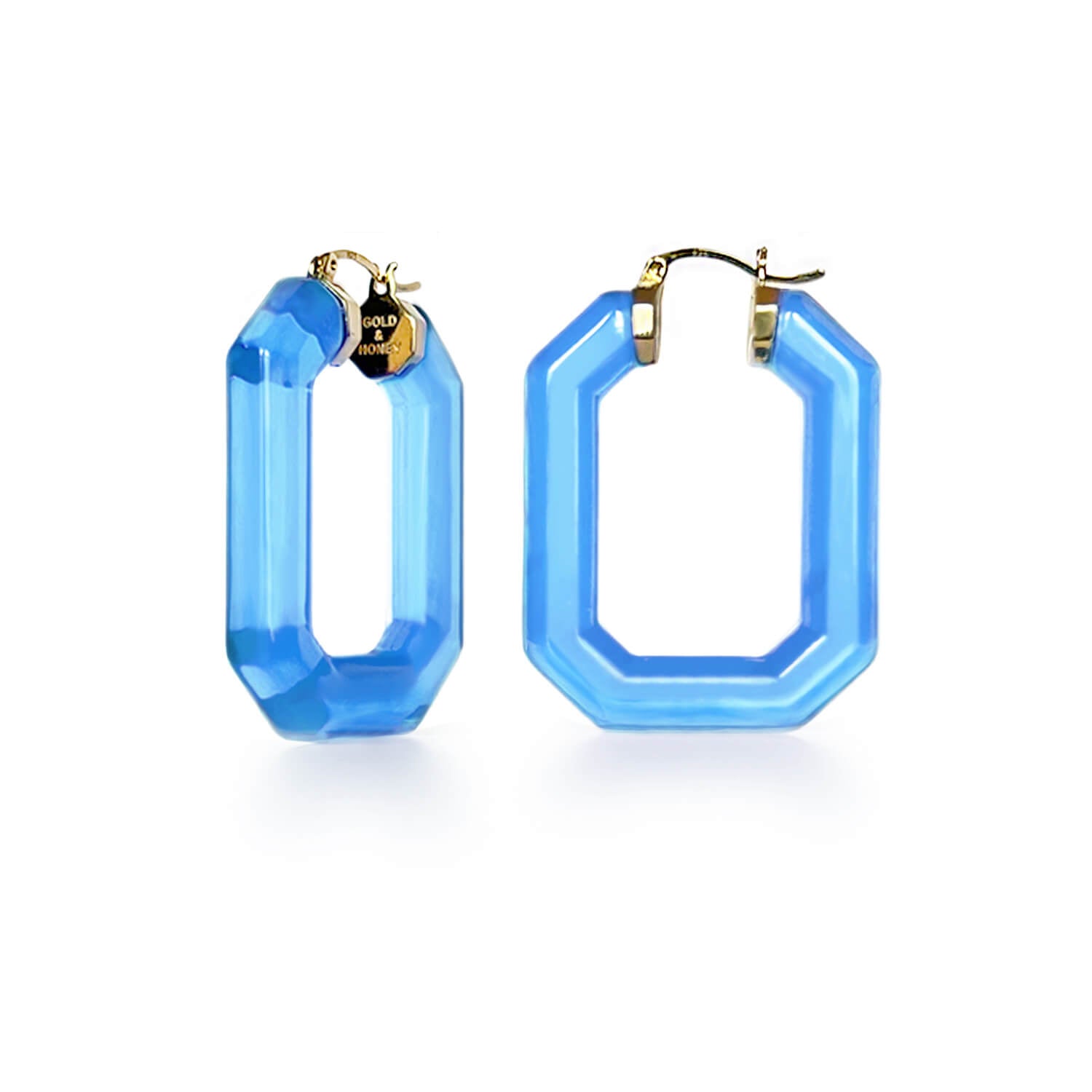 Emerald Gem Lucite Hoop Earrings