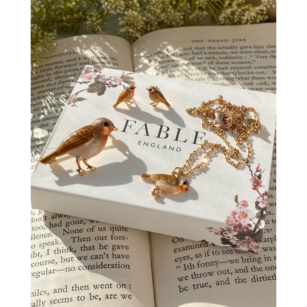 Enamel Robin Brooch by Fable England