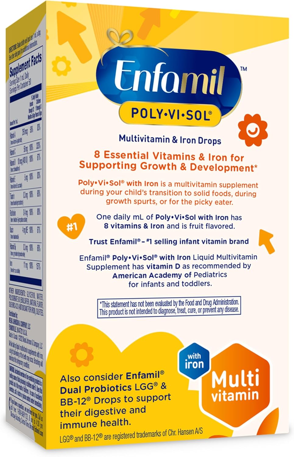 Enfamil Poly-Vi-Sol with Iron Liquid Multivitamin Drops, Supports Growth & Development*, 50mL Bottle
