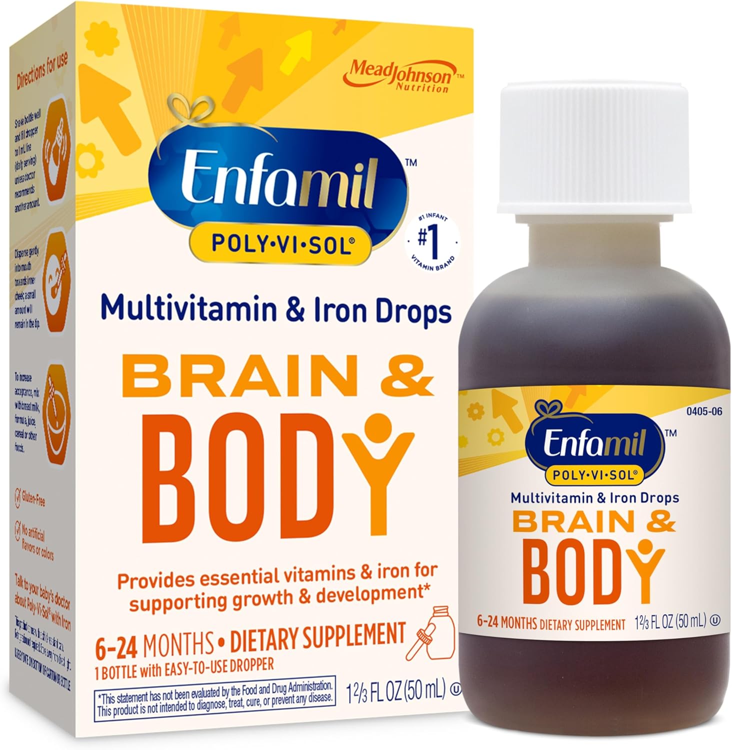 Enfamil Poly-Vi-Sol with Iron Liquid Multivitamin Drops, Supports Growth & Development*, 50mL Bottle