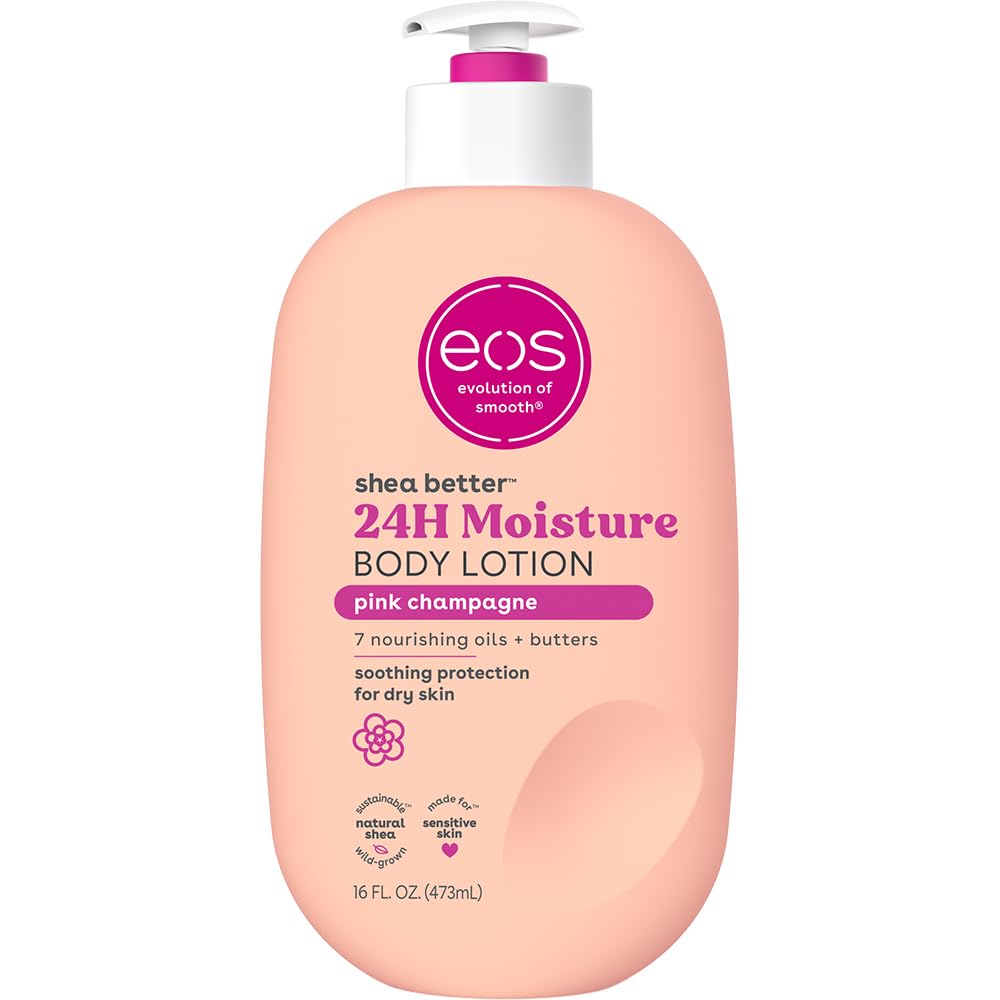 eos Shea Better Body Lotion Vanilla Cashmere, 24-Hour Moisture Skin Care, Lightweight & Non-Greasy, Natural Shea, Vegan, Vanilla Body Lotion, 16 fl oz