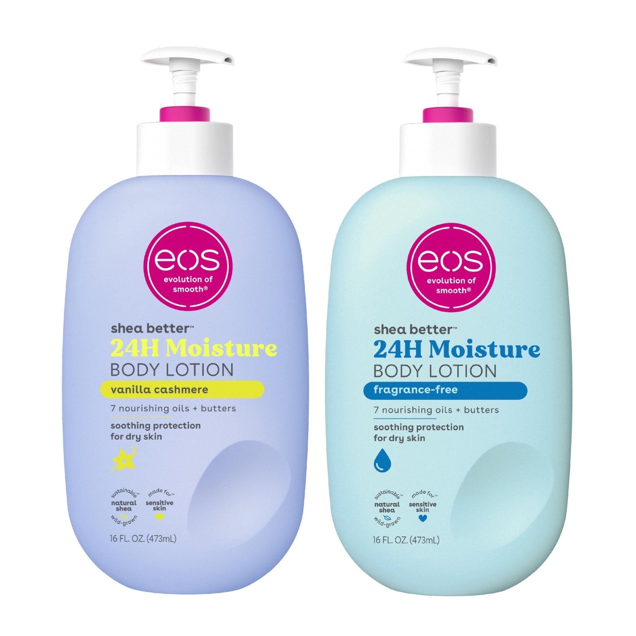 eos Shea Better Body Lotion Vanilla Cashmere, 24-Hour Moisture Skin Care, Lightweight & Non-Greasy, Natural Shea, Vegan, Vanilla Body Lotion, 16 fl oz