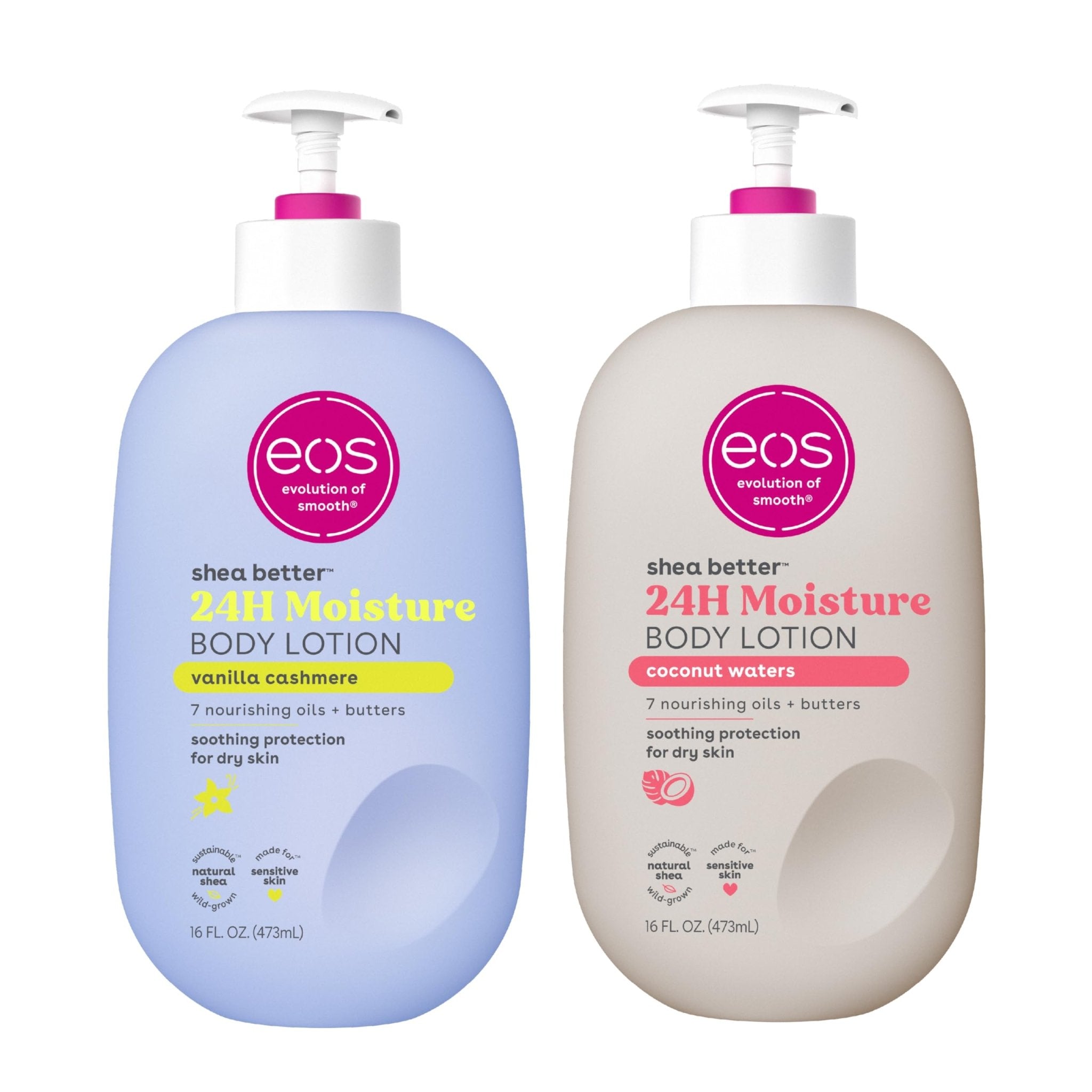 eos Shea Better Body Lotion Vanilla Cashmere, 24-Hour Moisture Skin Care, Lightweight & Non-Greasy, Natural Shea, Vegan, Vanilla Body Lotion, 16 fl oz