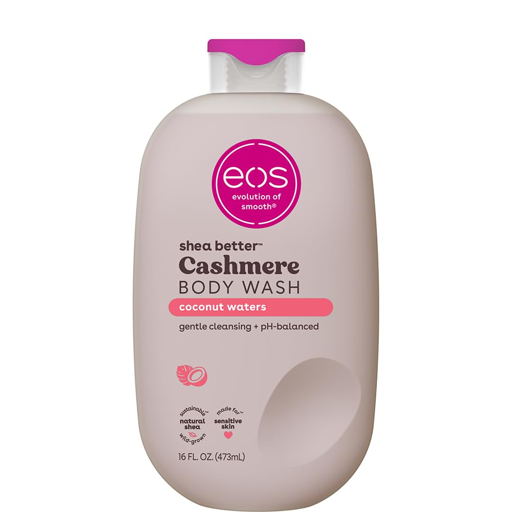 eos Shea Better Cashmere Body Wash, Vanilla Cashmere, Moisturizing, pH Balanced Body Wash, Creamy Gel Formula, Paraben & Phthalate Free, Sensitive Skin, 16 fl oz