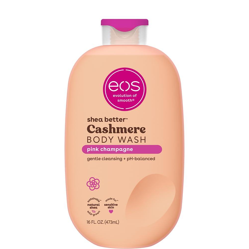 eos Shea Better Cashmere Body Wash, Vanilla Cashmere, Moisturizing, pH Balanced Body Wash, Creamy Gel Formula, Paraben & Phthalate Free, Sensitive Skin, 16 fl oz