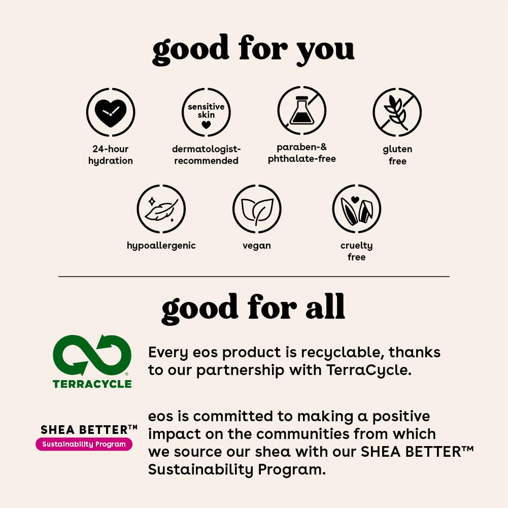 eos Shea Better Hand Cream - Vanilla Cashmere Hand Lotion | Instant Hydration + Lasting Protection | 2.5 oz