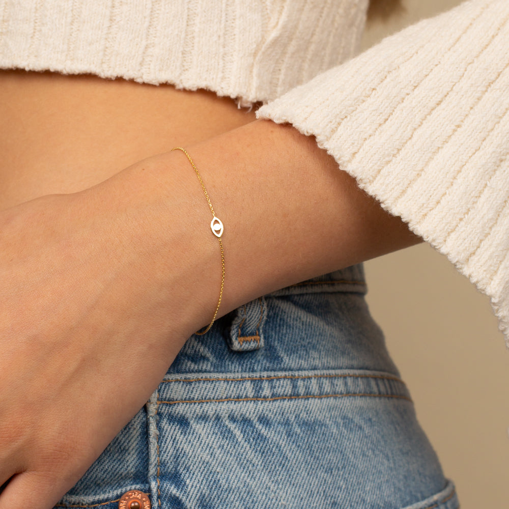  Mini Evil Eye Bracelet 14K - Adina's Jewels
