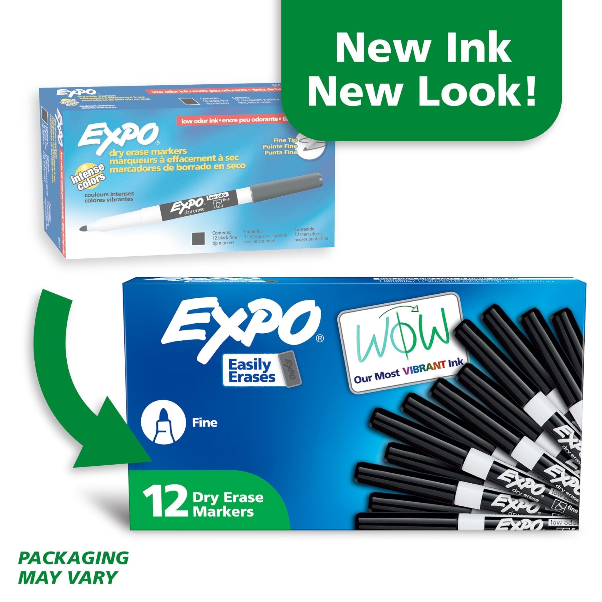 EXPO Dry Erase Markers, Low Odor Ink, Black, Fine Tip, 4 Count - Easily Erases, Vibrant Ink, Ideal for Classroom, Back to School Supplies, Teachers, Office, Whiteboard & Home