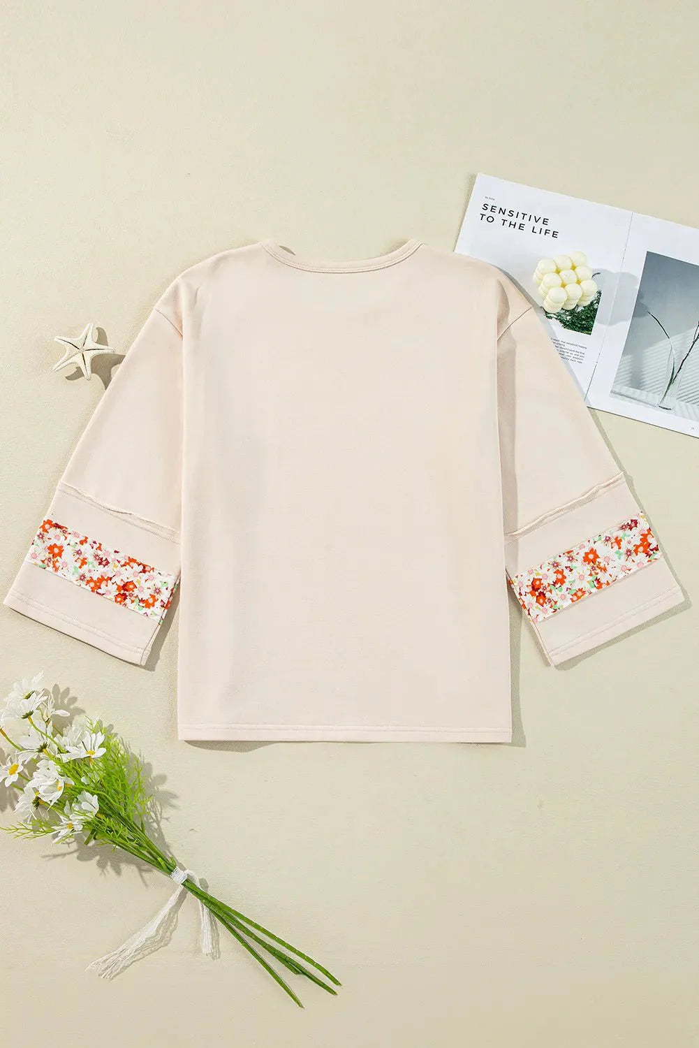 Exposed Seam Slit Floral Round Neck Blouse For women all sizes
