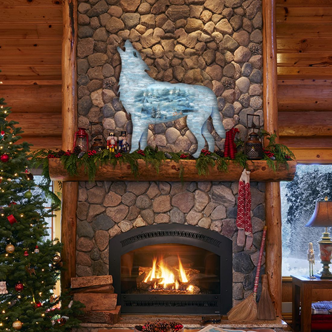 Wolf Vintage Wildlife Door Decor - G. DeBrekht - Wildlife Holiday Decor - 8198227H