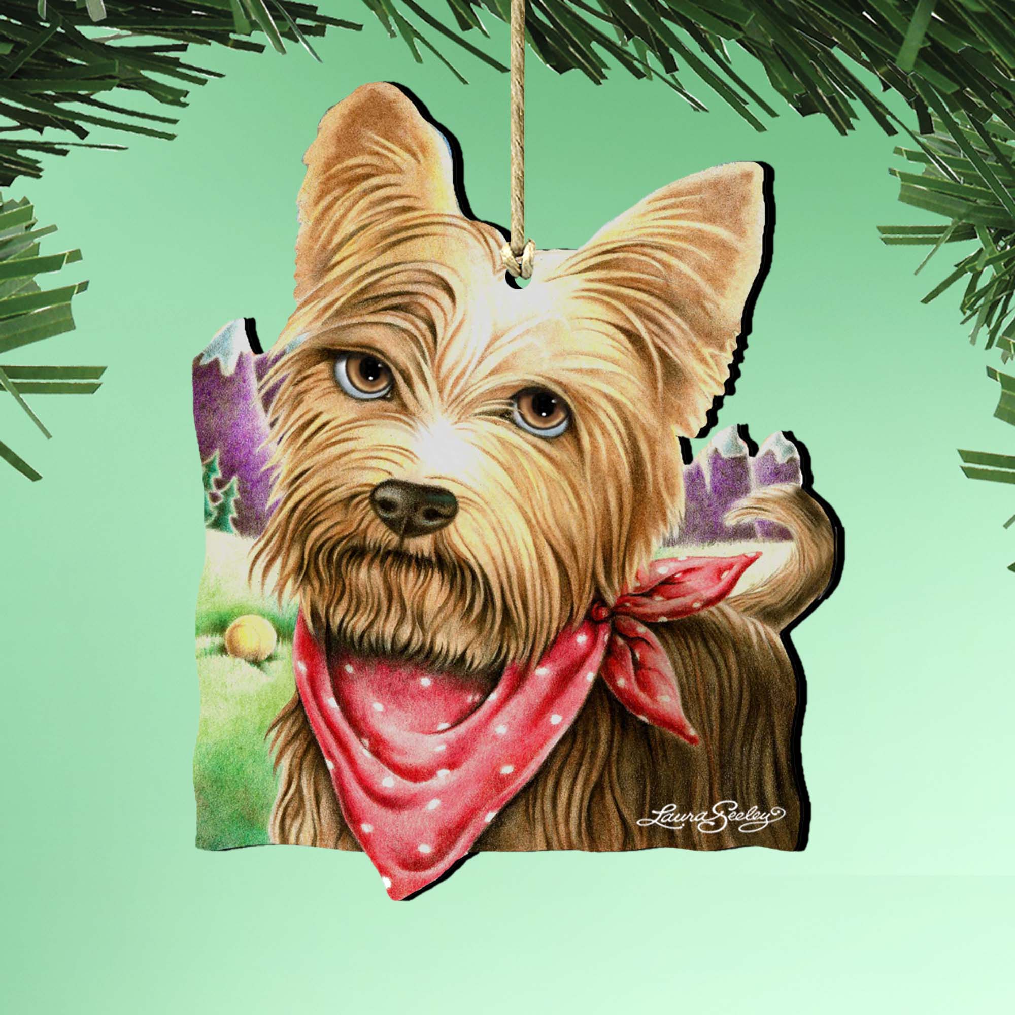 Charming Dog and Cat Wooden Ornaments for Pets - A Refreshing Drink by Laura Seeley - Product Code 8511020-LS