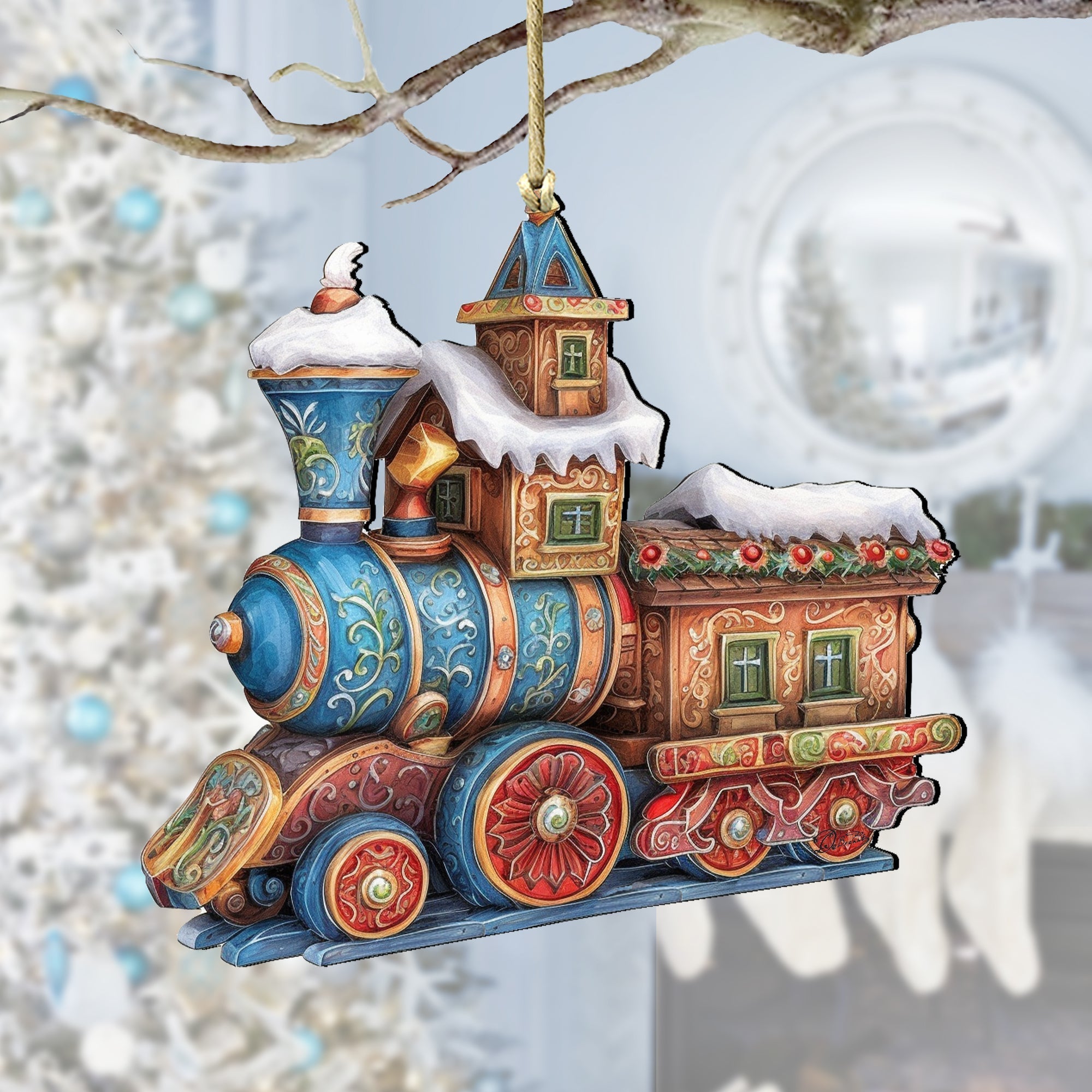 Christmas Train Wooden Ornaments by G. Debrekht - Christmas Decor - 8100198-1