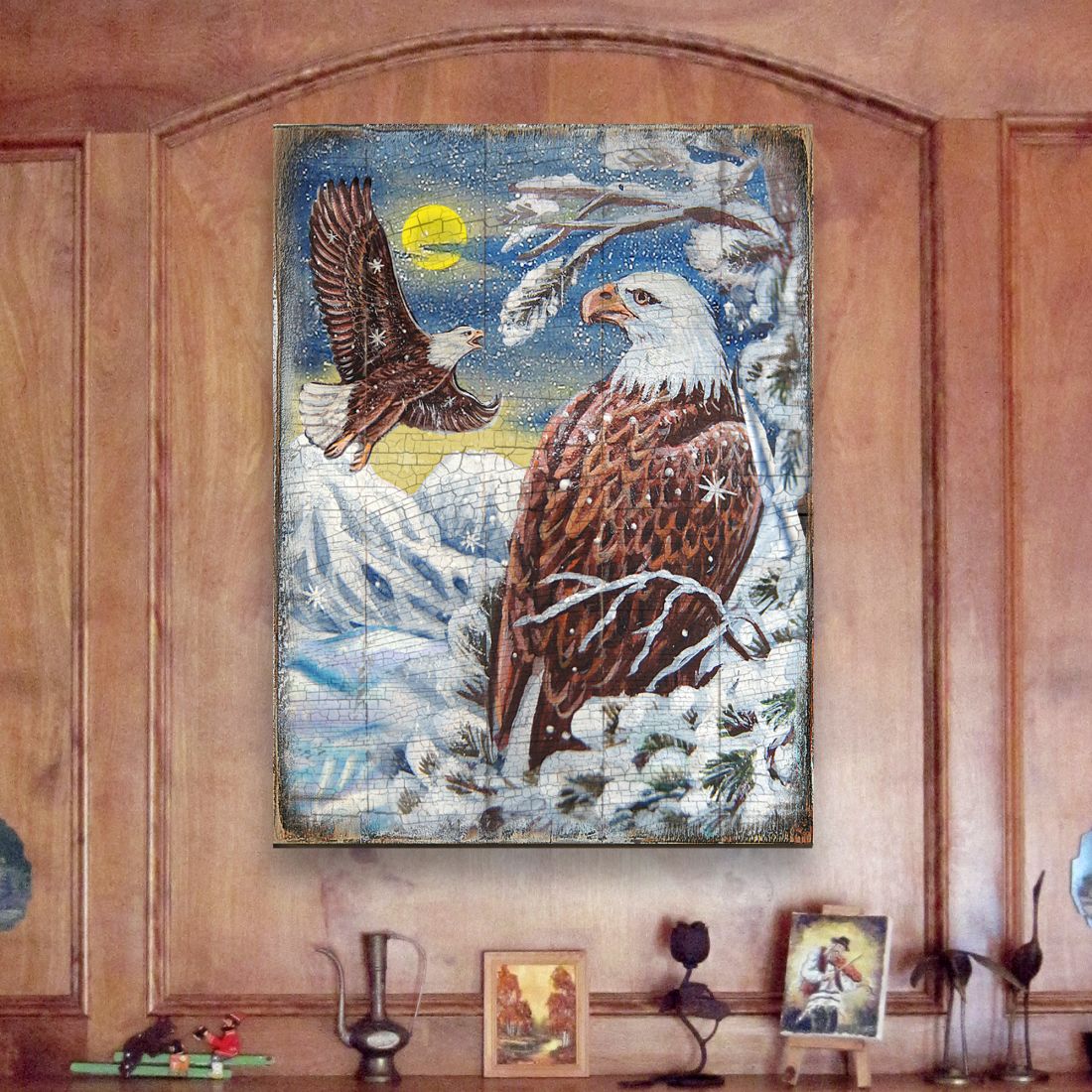 Eagle Art Wooden Wall Art by Nature Wonders - Nature Wildlife Decor  - 95219B