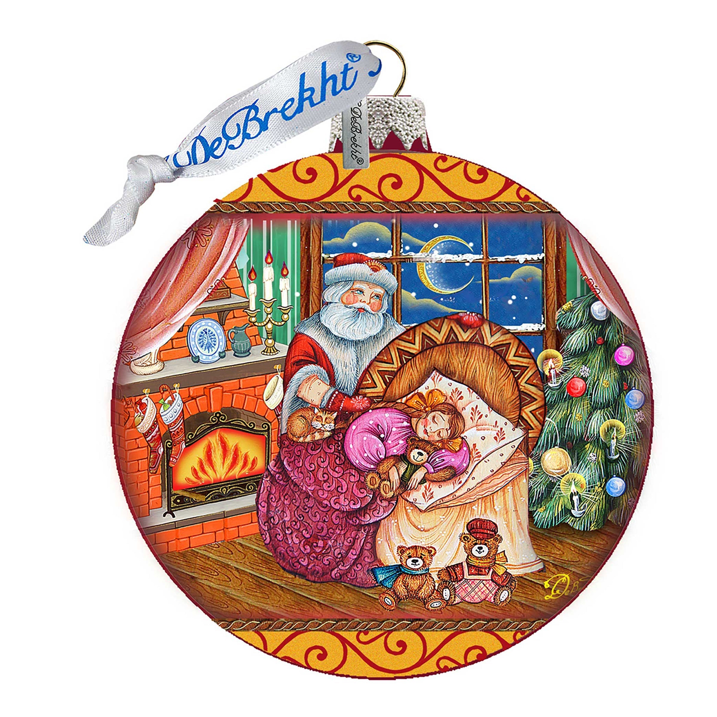Christmas Ball Glass Ornament by G. DeBrekht - Christmas Santa Snowman Decor - 73615