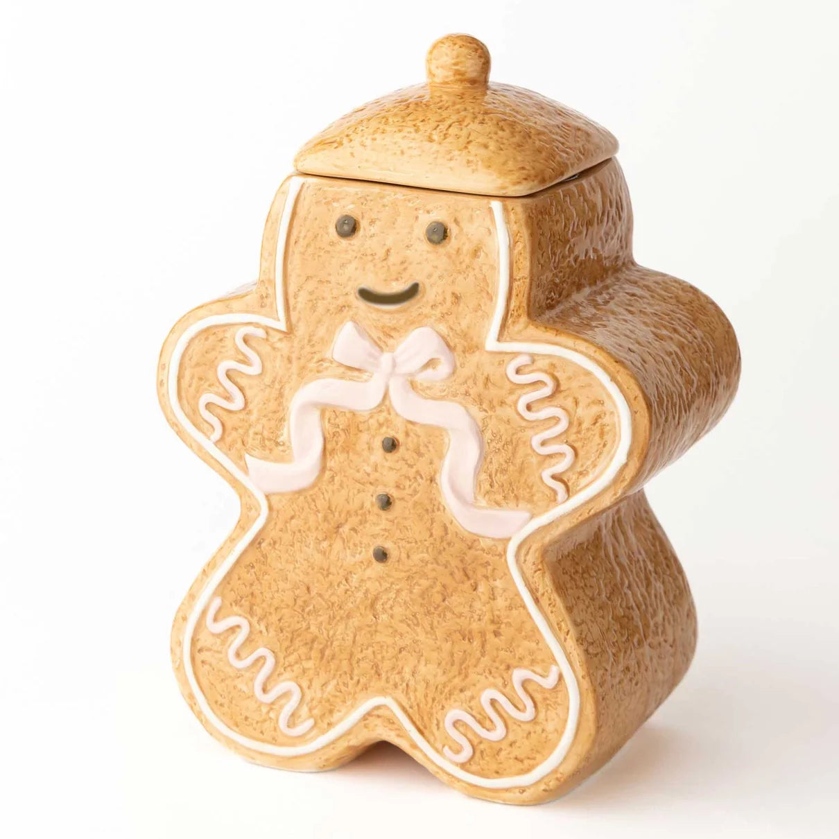 PINK BOW GINGERBREAD COOKIE JAR