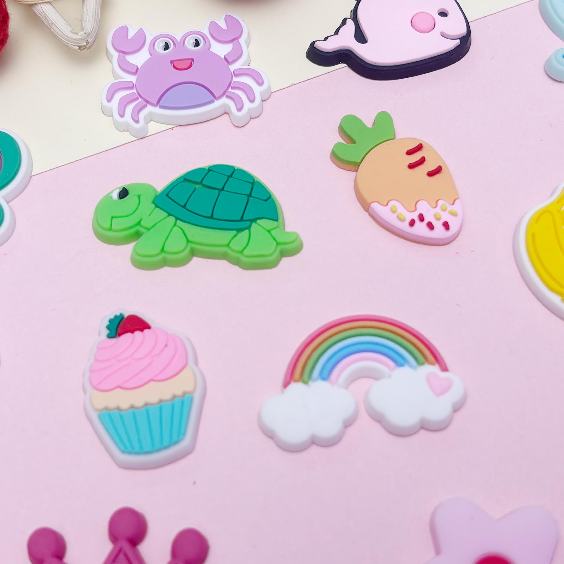 Fabric Cherry Shoe Charms for Girls, 20Pcs Cute PVC Charms for Clog Sandals, DIY Shoe Decoration Charms for Party Favor