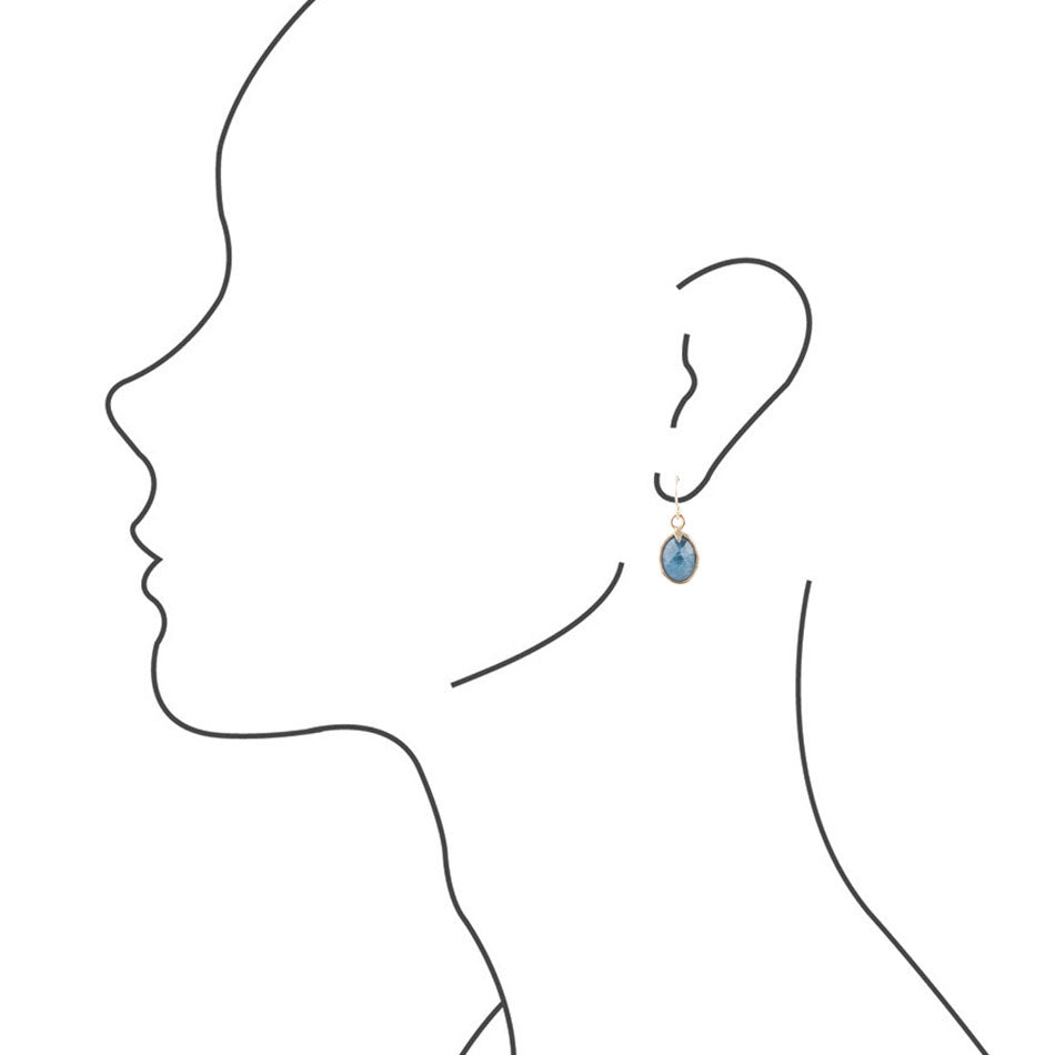 Faceted Blue Apatite Golden Drop Earrings