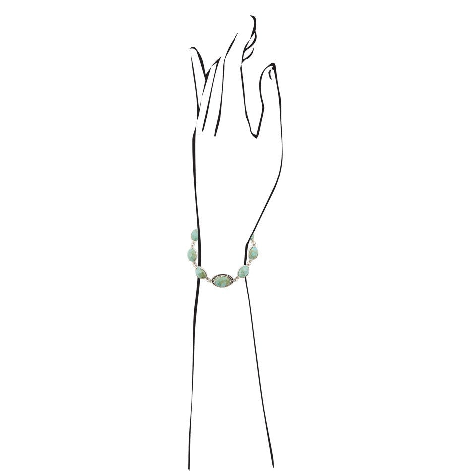 Faceted Blue Turquoise and Sterling Silver Link Bracelet