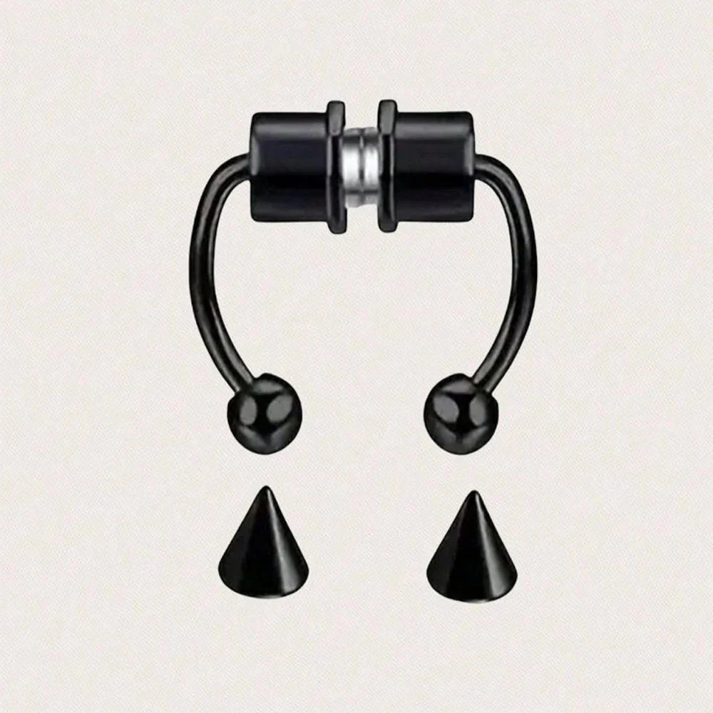 Fake Piercing Magnetic Nose Ring Hoop Septum Non Piercing Nose Clip Rock Hip Hoop Stainless Steel Punk Body Jewelry