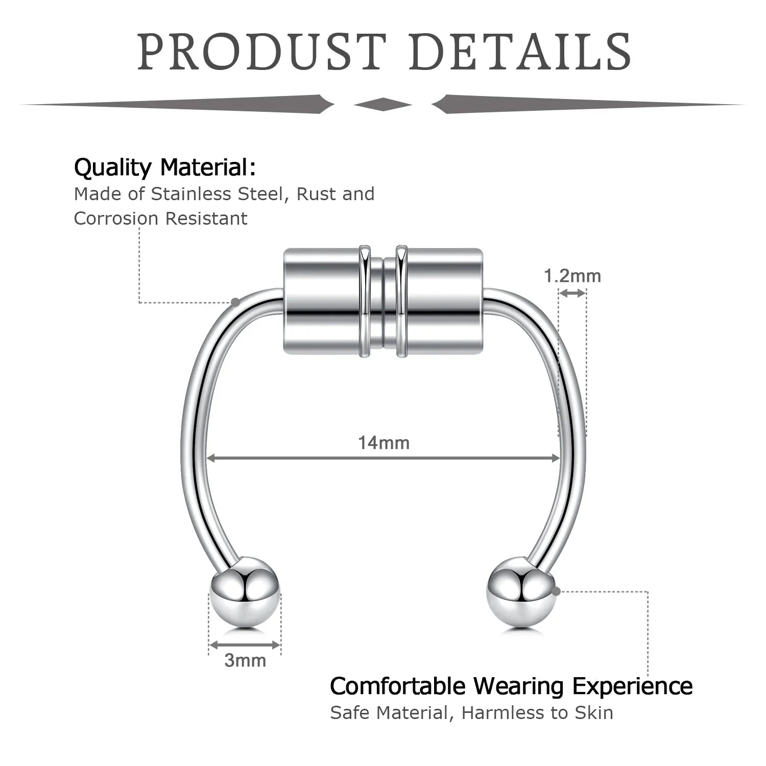 Fake Piercing Magnetic Nose Ring Hoop Septum Non Piercing Nose Clip Rock Hip Hoop Stainless Steel Punk Body Jewelry