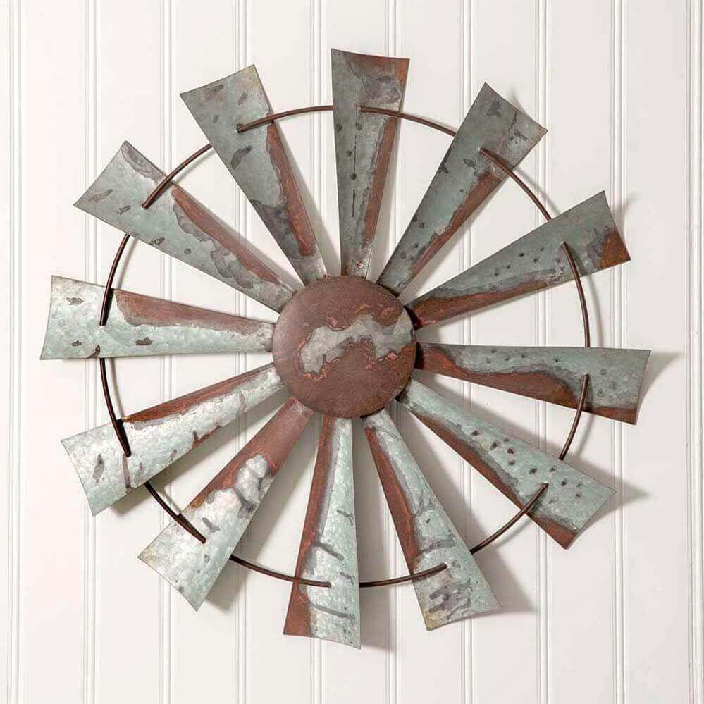 Farmhouse Windmill Wall Décor in Rustic Metal