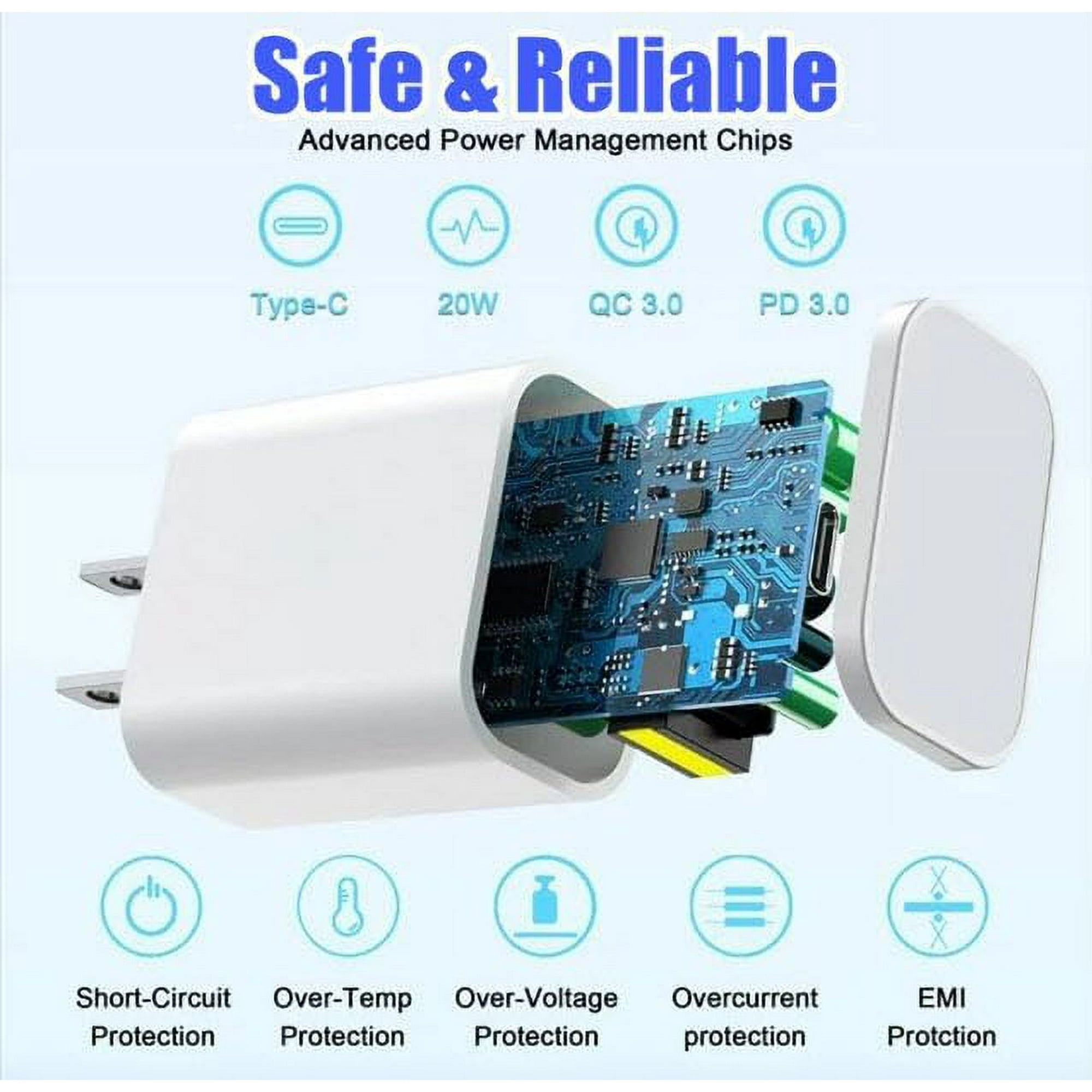 Fast Charger with 20 W PD USB C Wall Adapter with 3.3FT Type C to Lightning Cable Compatible with iPhone 14 13 12 11 Pro Max XR XS X,iPad-White