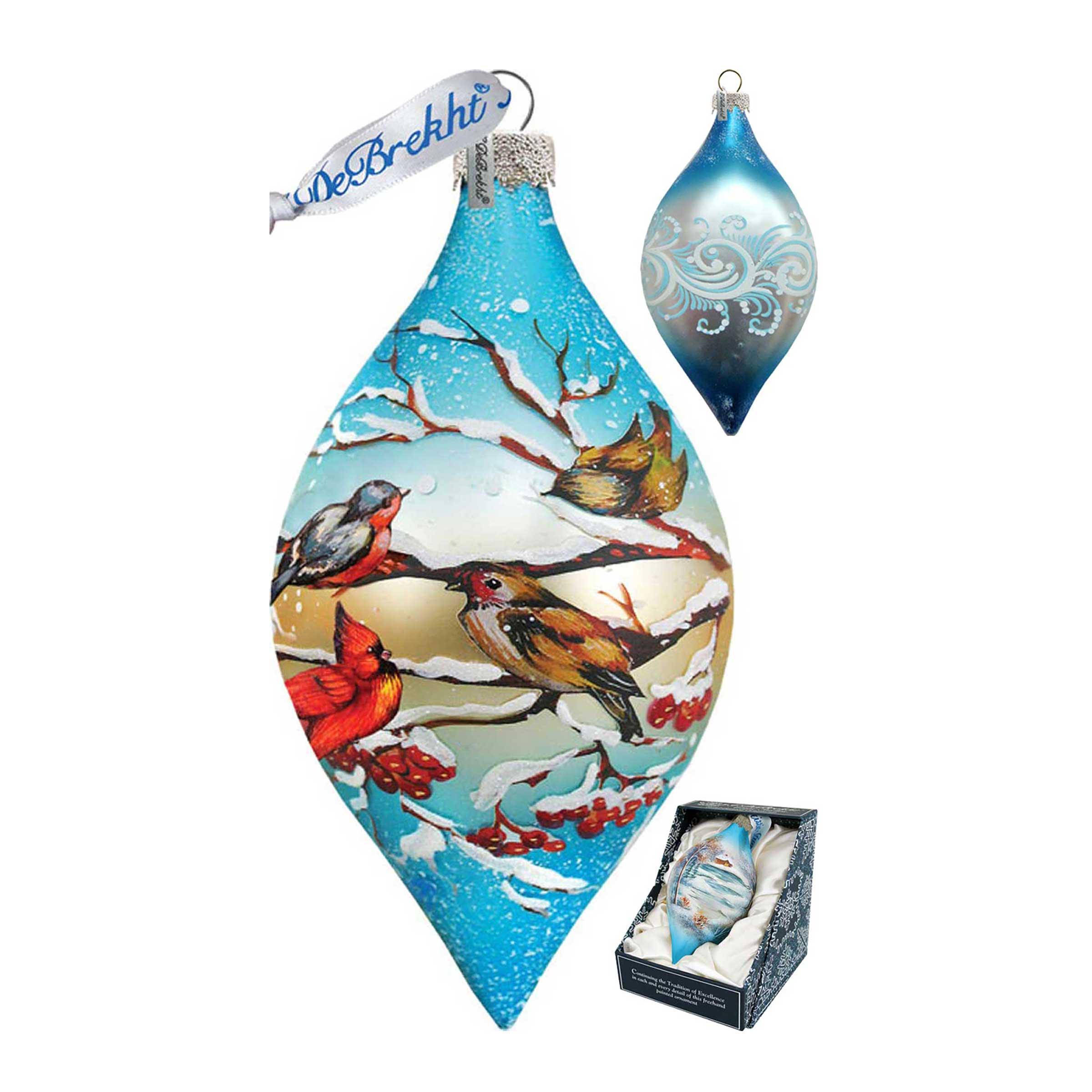 Winter Bird Drop Glass Ornament by G. DeBrekht - Christmas Decor - 74171