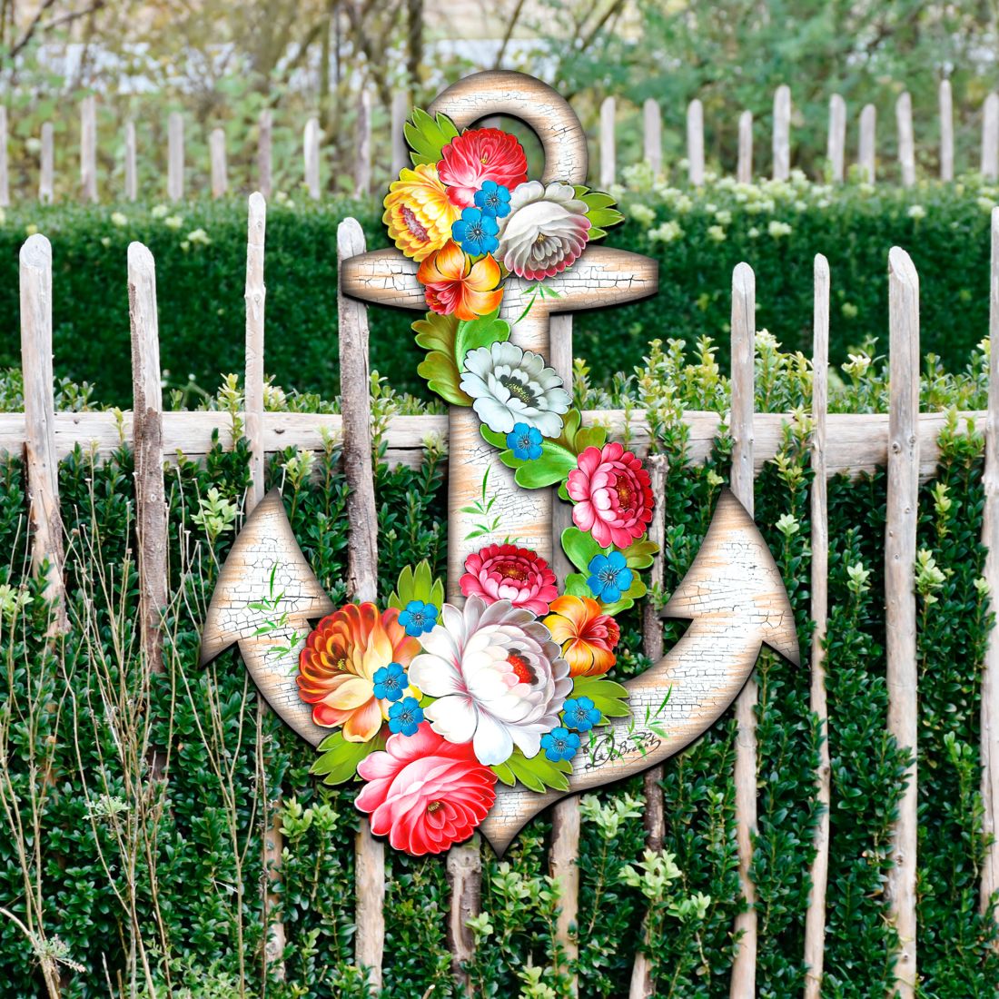 Vintage Floral Heart Coastal Door by G. DeBrekht - Coastal Holiday Decor - 8198521-4H