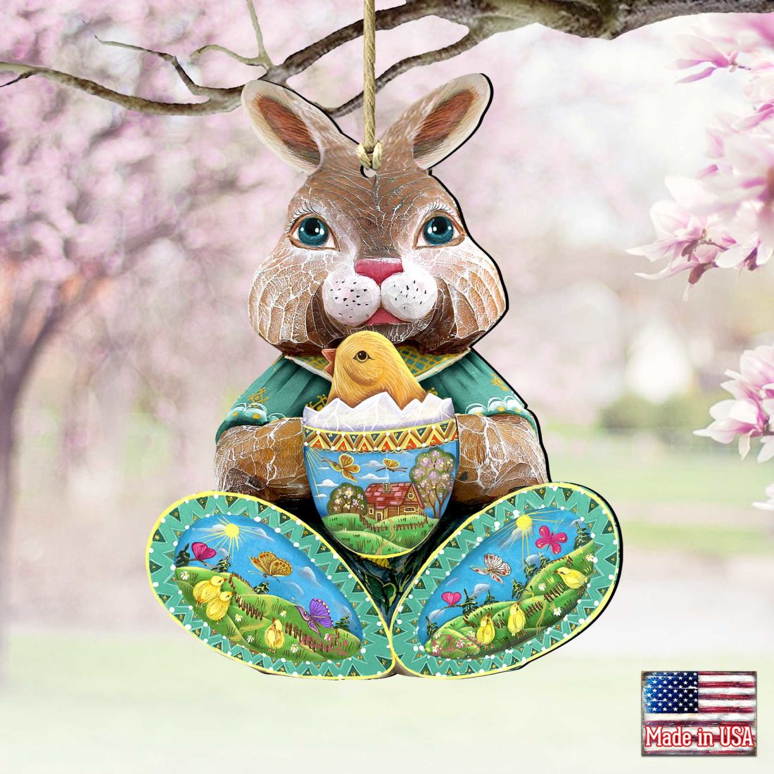 Easter Bunny Christmas Wooden Ornaments by G. DeBrekht - Christmas Decor - 8144502
