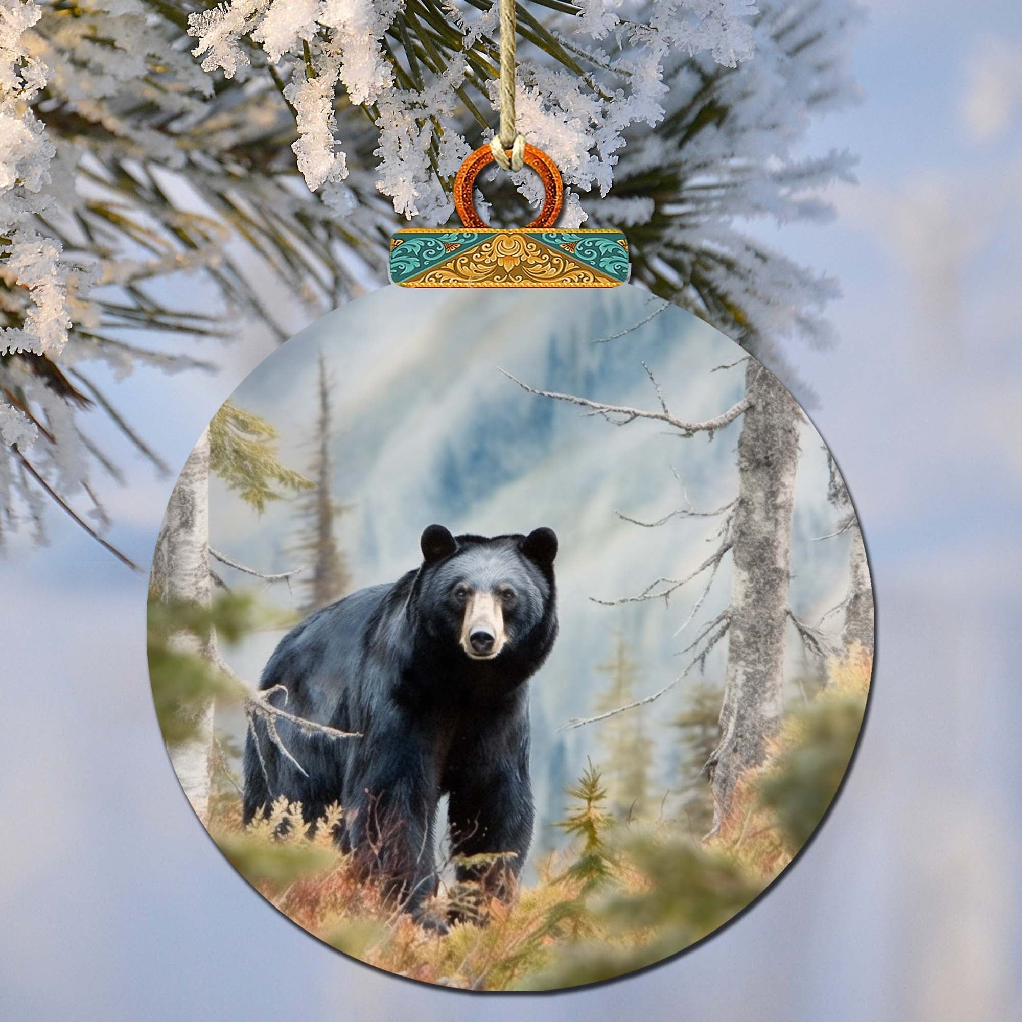 Alaskan Black Bear Journey Wooden Ornaments by G.Debrekht - Wildlife Holiday Decor - 870072